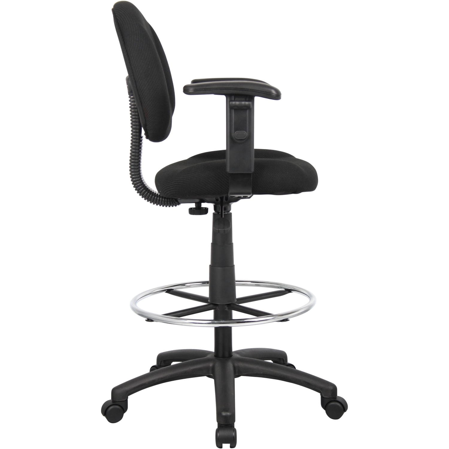 Boss Office Products Drafting Stool Adjustable Arms Black B1616 BK PopularChairscom