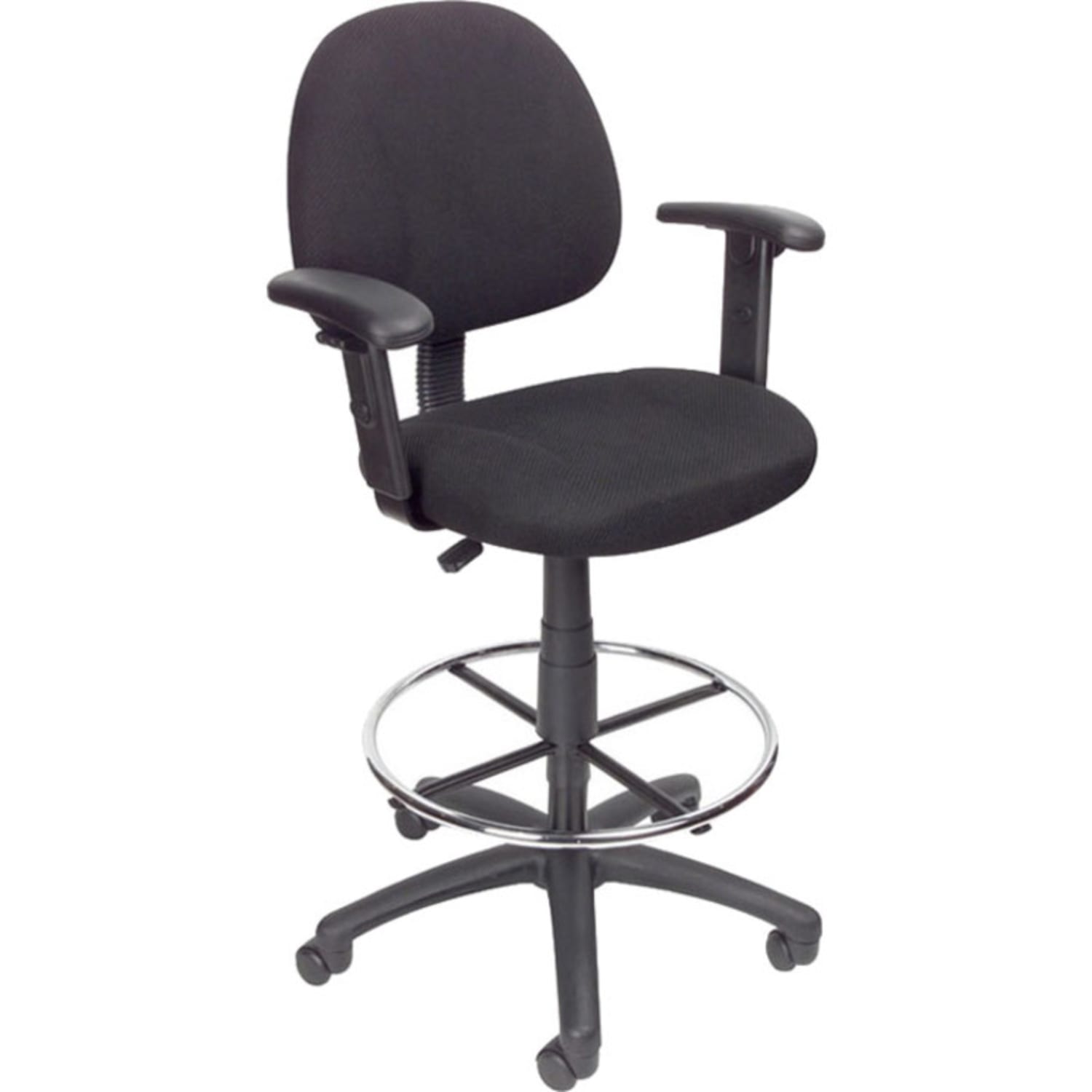Boss Office Products Drafting Stool Adjustable Arms Black B1616 BK PopularChairscom