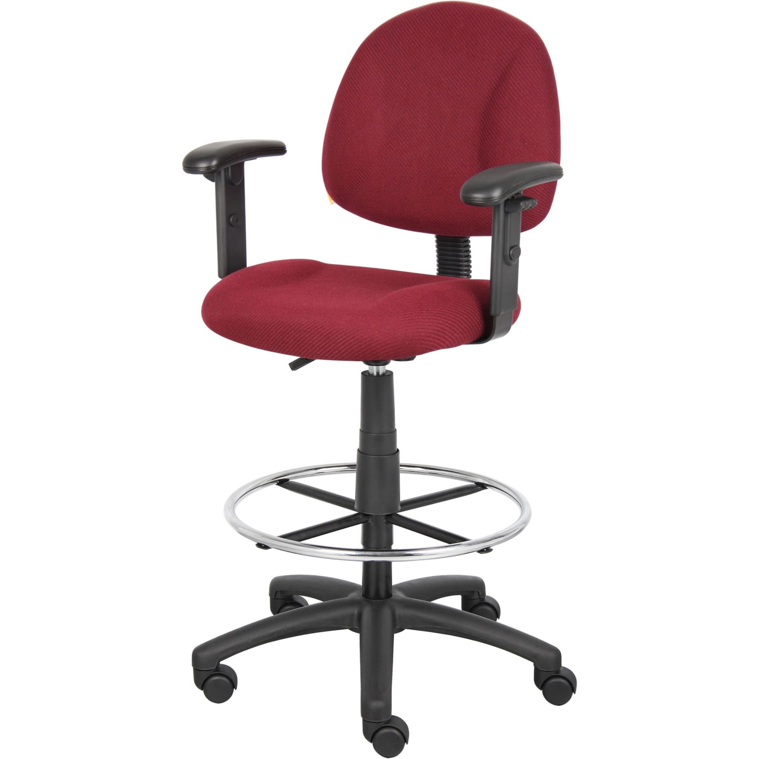 Boss Office Products Drafting Stool Adjustable Arms Burgundy B1616 BY PopularChairscom