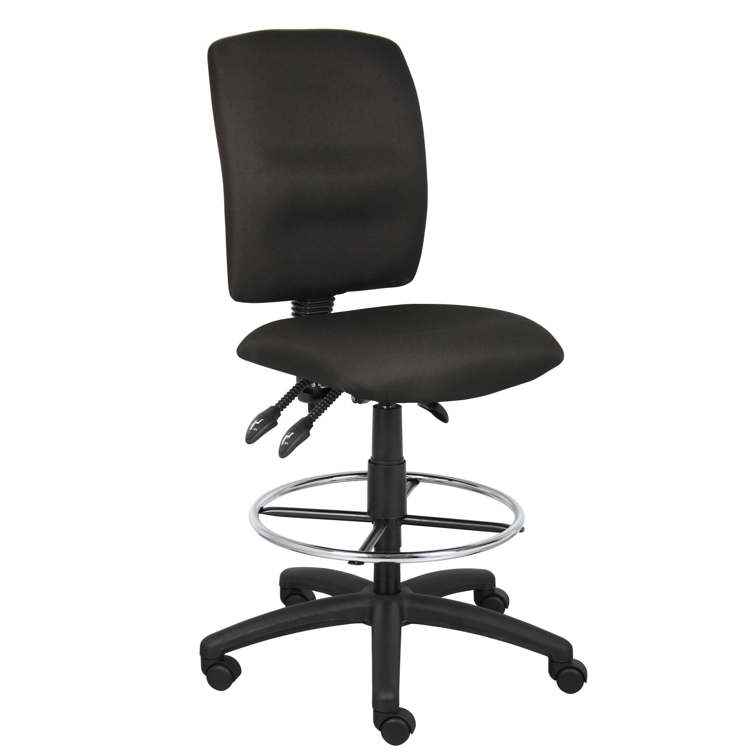 Boss Office Products Fabric Armless Drafting Stool, Black/Chrome