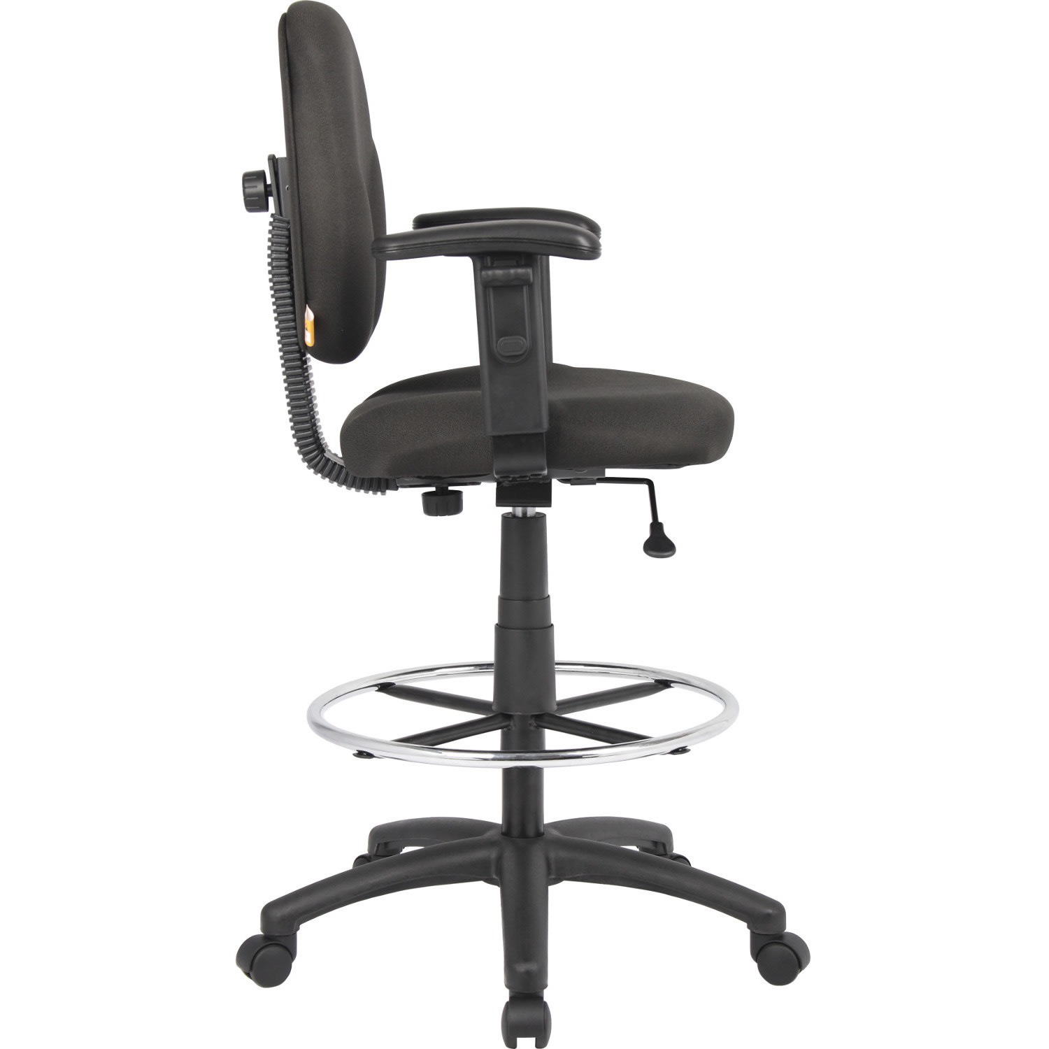 Boss Office Products Drafting Stool Adjustable Arms BlackChrome B1691 BK PopularChairscom