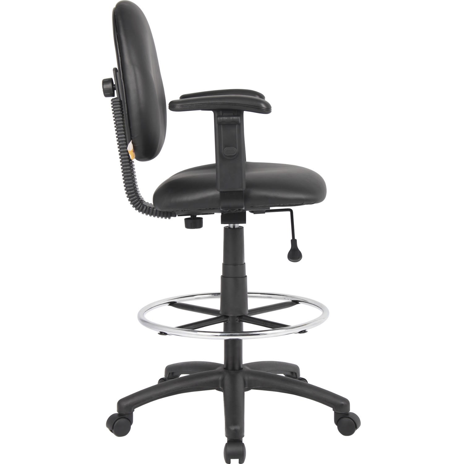 Boss Office Products Drafting Stool With Antimicrobial Protection Adjustable Arms Footring Black PopularChairscom