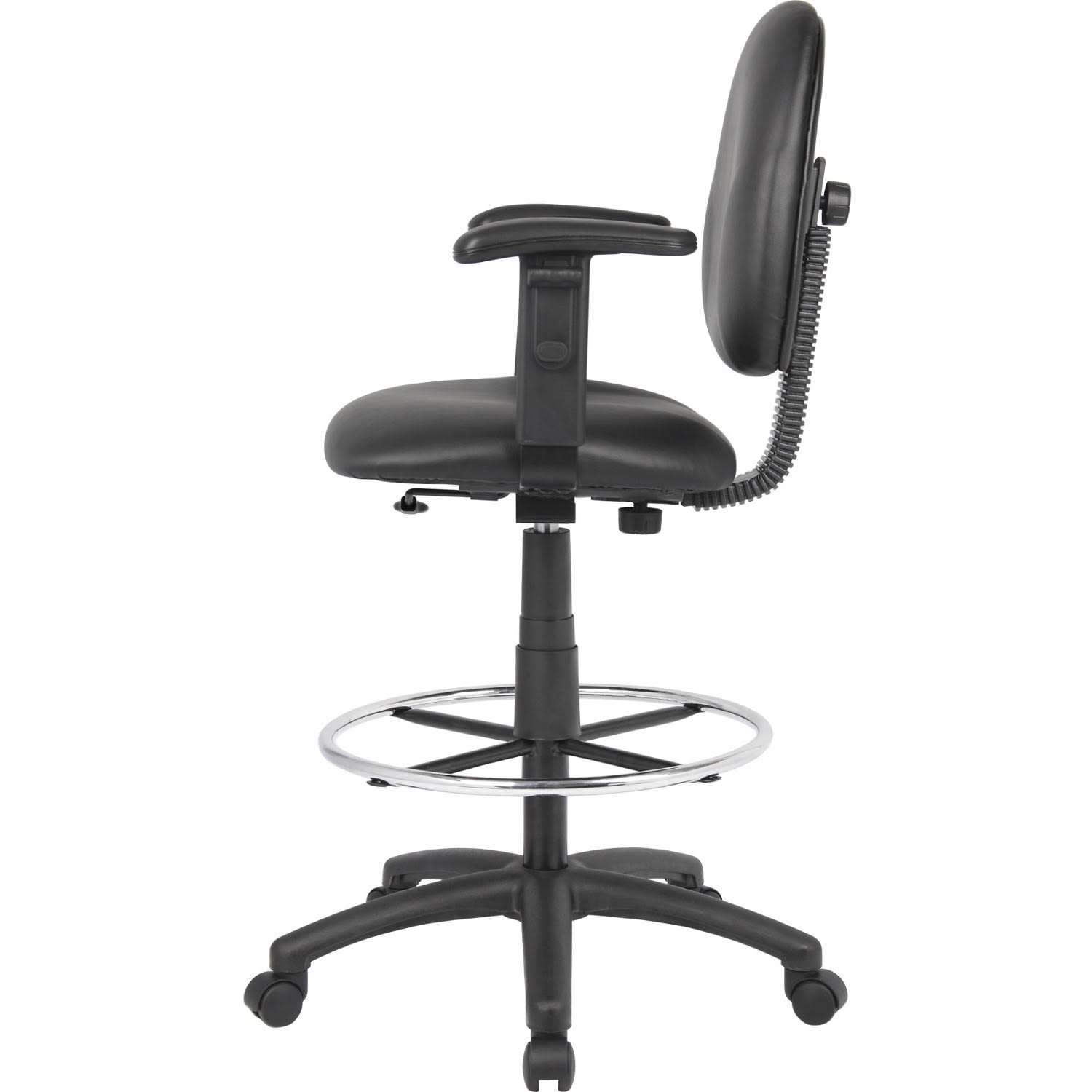 Boss Office Products Drafting Stool With Antimicrobial Protection Adjustable Arms Footring Black PopularChairscom