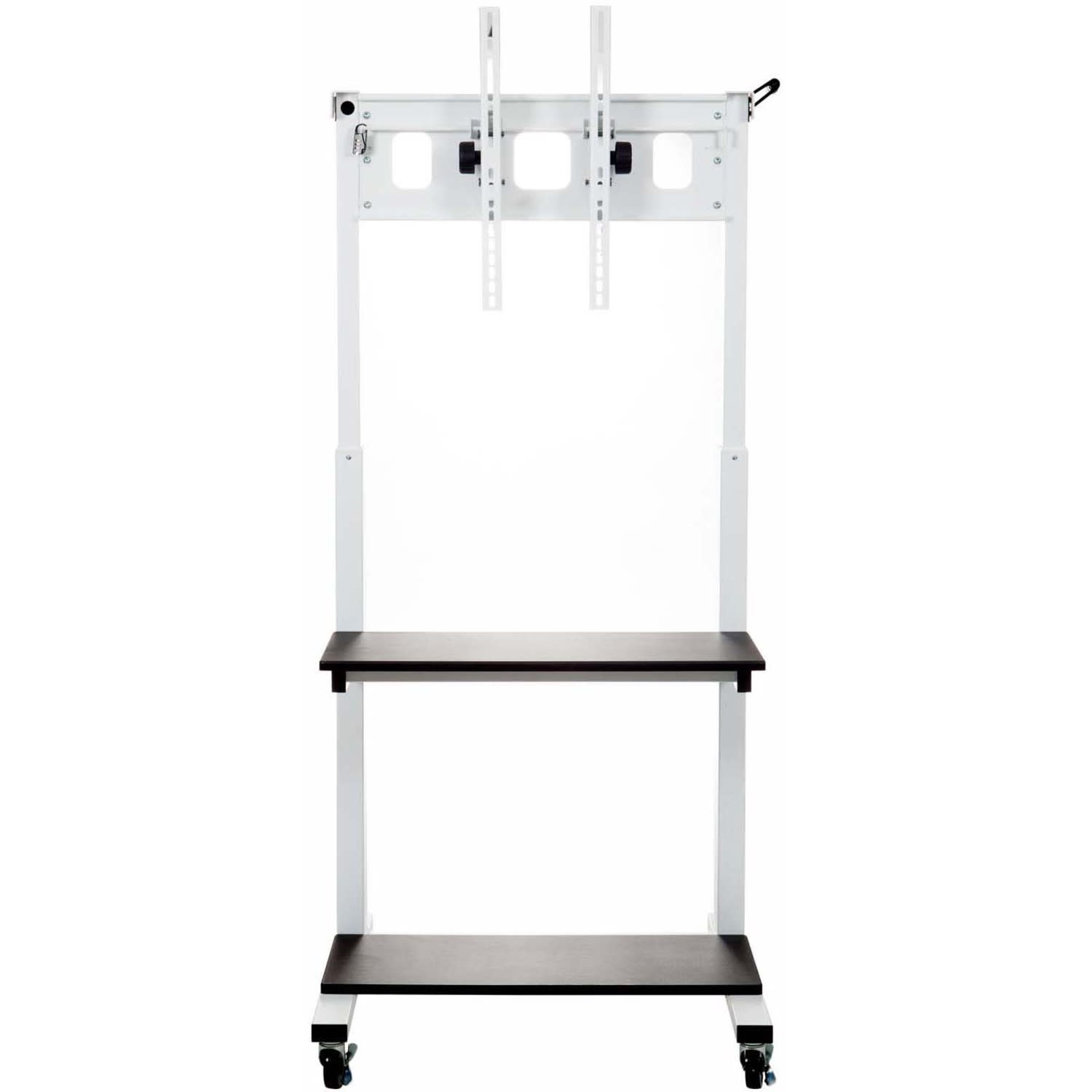 Luxor CLCD Crank Adjustable Flat-Panel TV Cart, 66inH x 30?W x 29 1/2?D, Light Gray/Black - Image 3