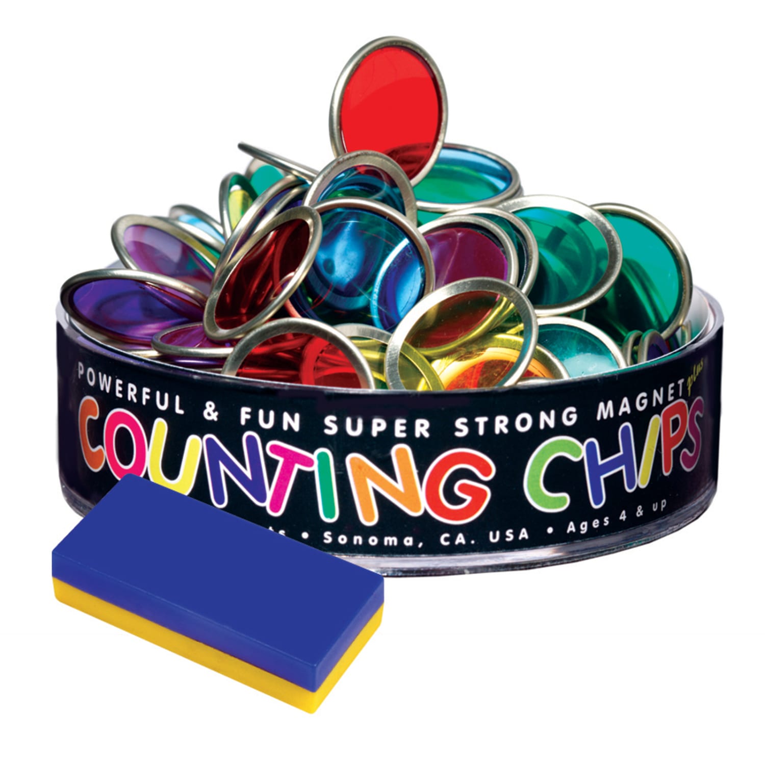 Dowling Magnets Counting Chips With Block Magnets, Assorted Colors, 75 Chips Per Pack, Set Of 3 Packs - Image 3
