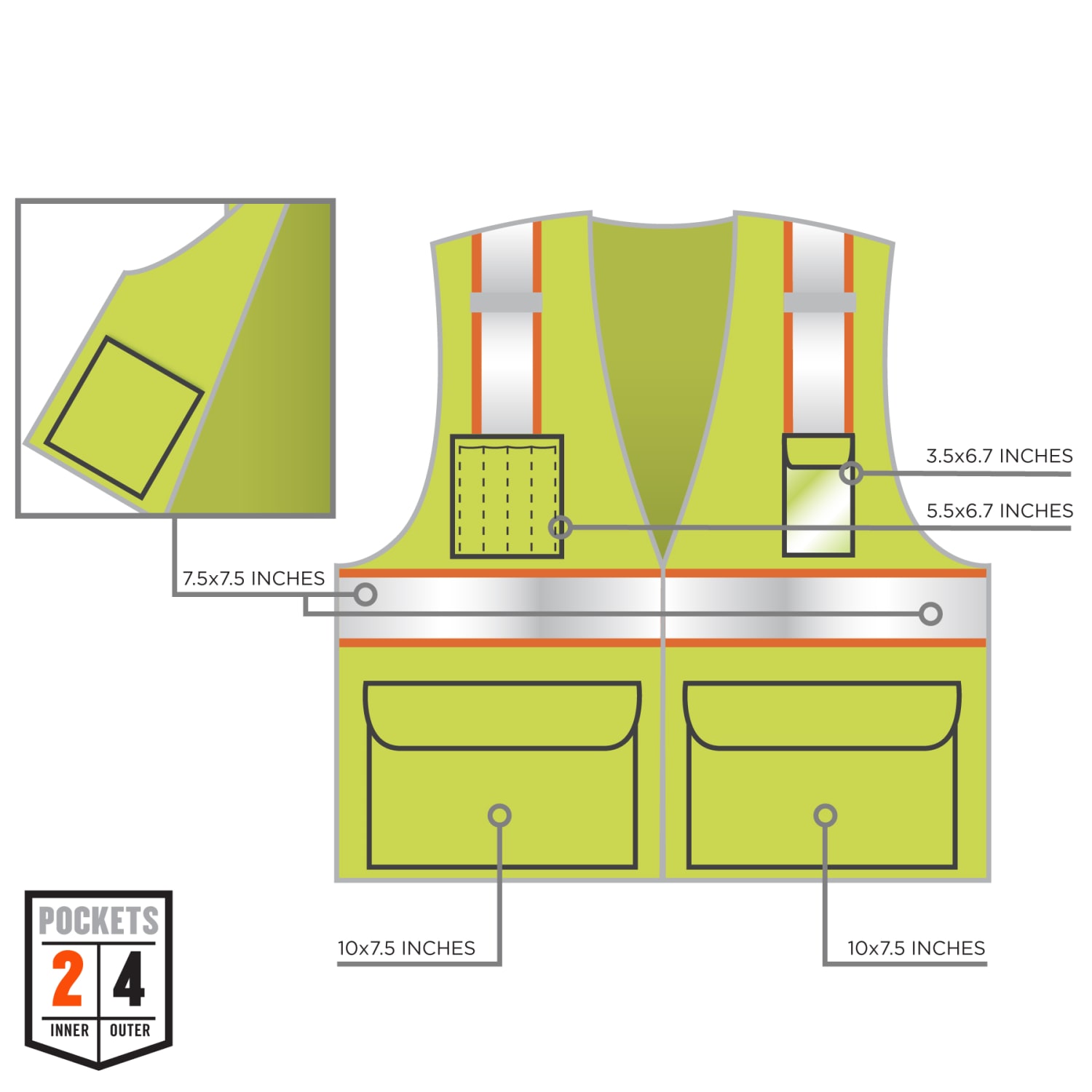 Ergodyne GloWear 2-Tone Mesh Hi-Vis Type-R Class 2 Safety Vest, 5X, Lime - Image 4