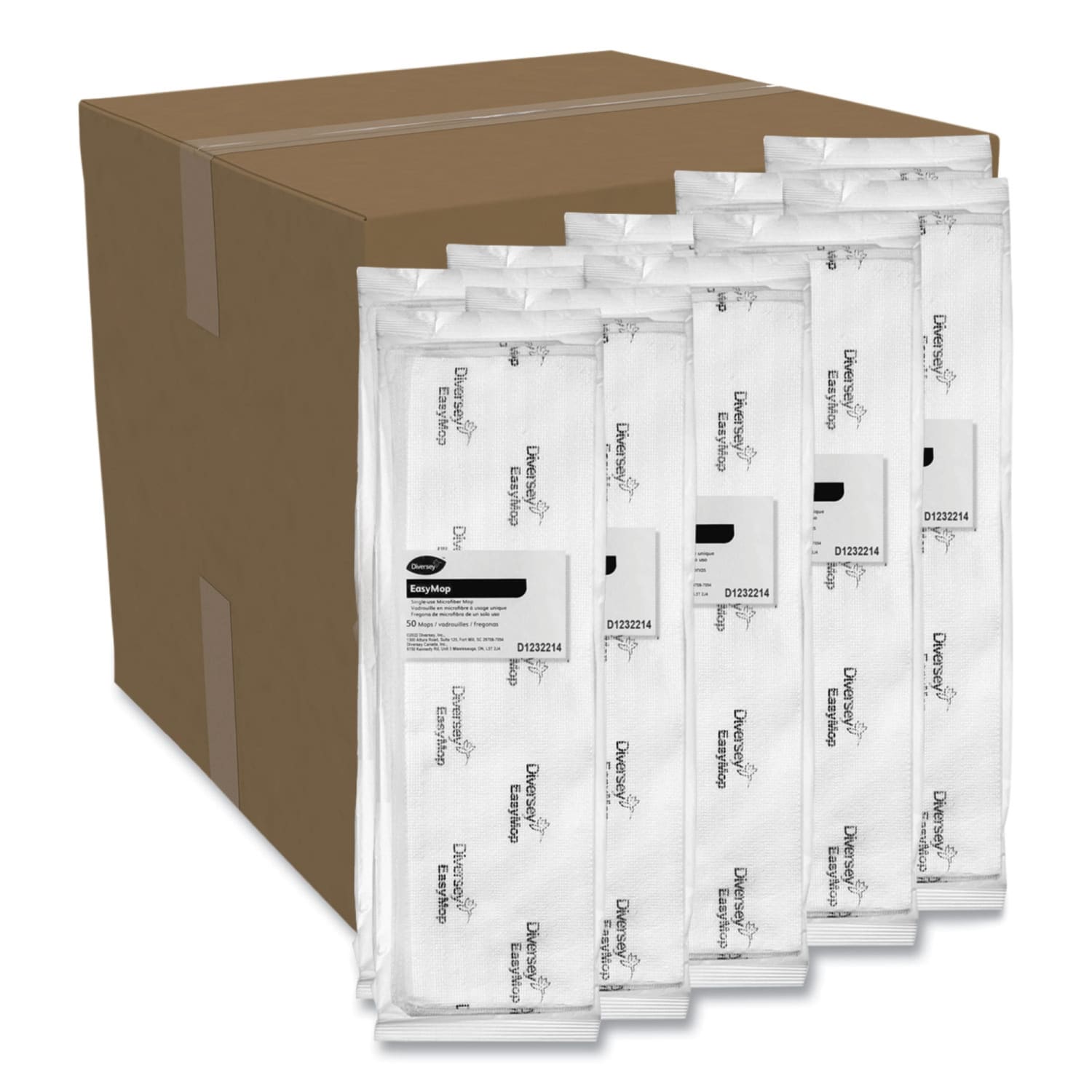 Diversey EasyMop Single-Use Microfiber Mops, 16in x 5-5/16in, White, Carton Of 10 Mops - Image 3