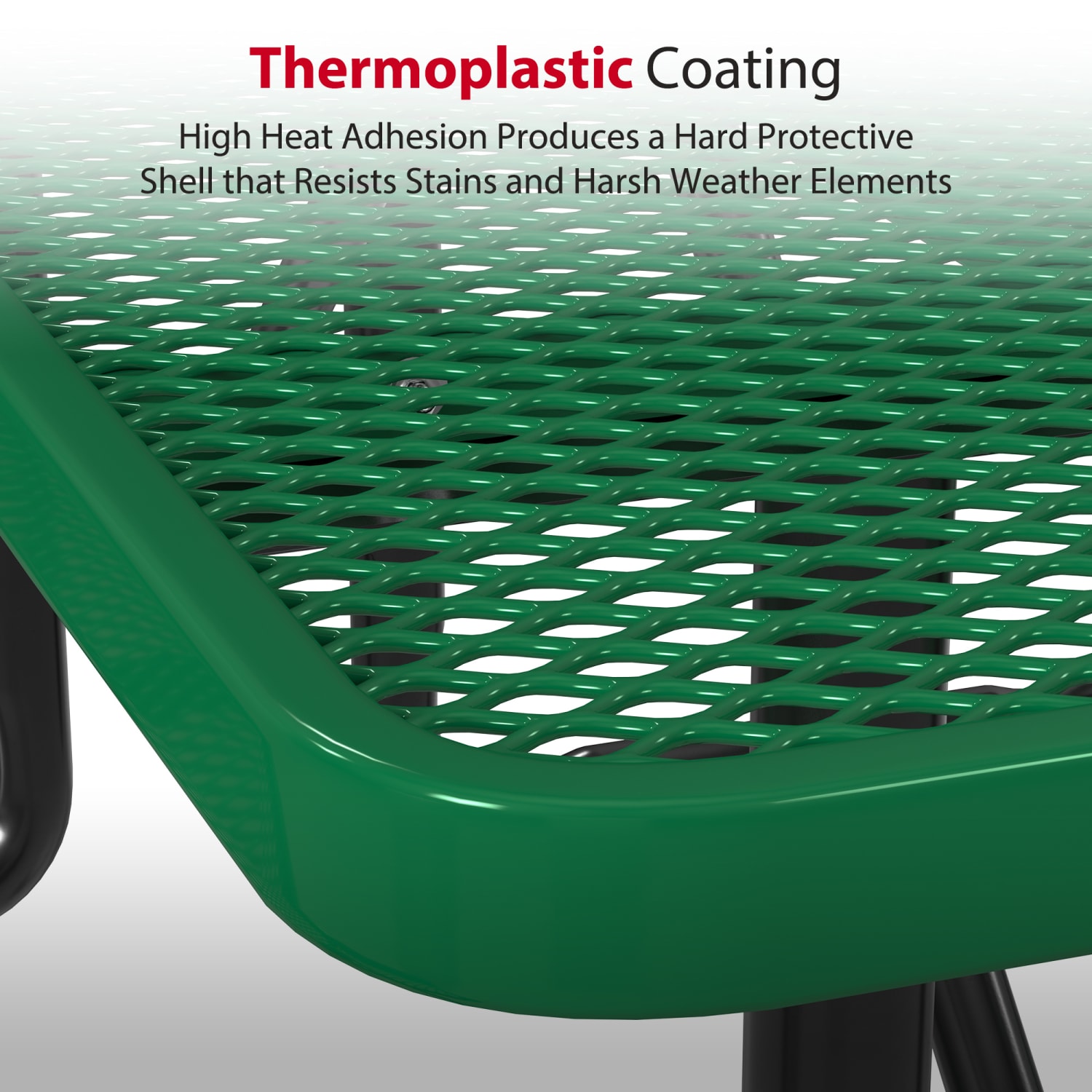 Leisure Craft Rectangle Outdoor Picnic Table, 29-11/16inH x 72inW x 62inD, Black/Green - Image 5