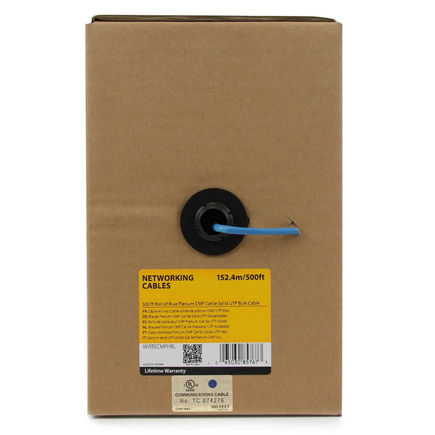StarTech.com 500 ft Roll of Blue Plenum CMP Cat5e Solid UTP Bulk Cable  - 500ft Cat5e Ethernet Bulk Cable - WIR5ECMPHBL - Image 3