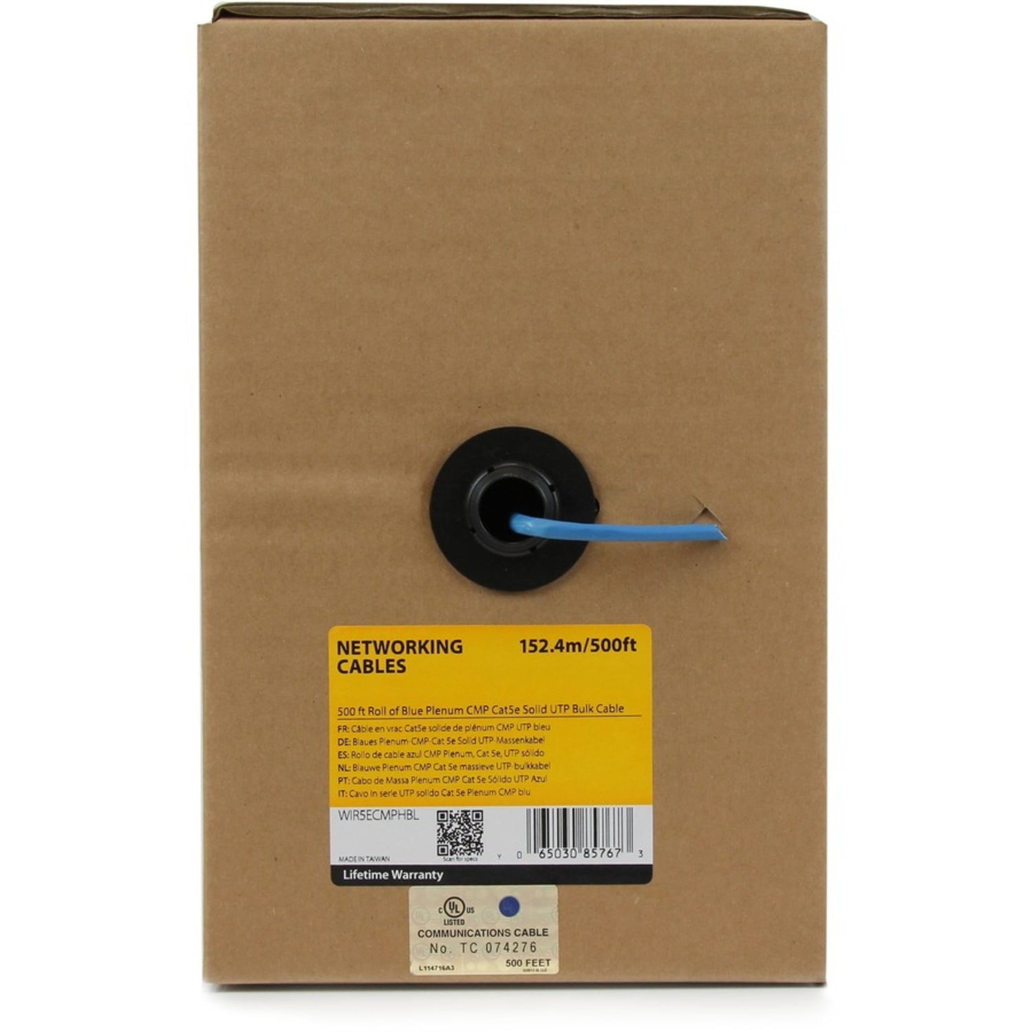 StarTech.com 500 ft Roll of Blue Plenum CMP Cat5e Solid UTP Bulk Cable  - 500ft Cat5e Ethernet Bulk Cable - WIR5ECMPHBL - Image 5