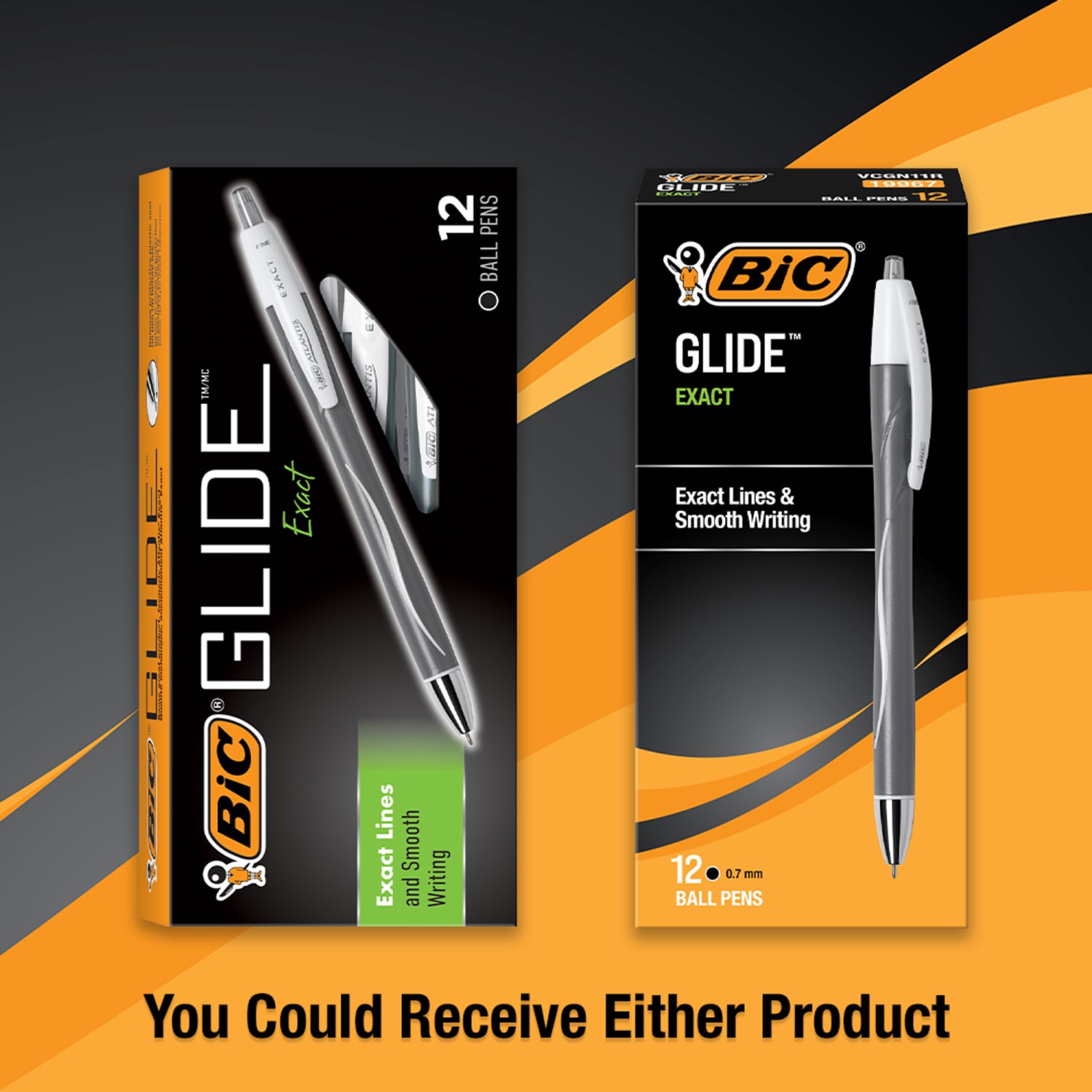BIC Glide Exact Retractable Ballpoint Pens, Fine Point, 0.7 mm, Gray Barrel, Black Ink, Pack Of 12 Pens - Image 4