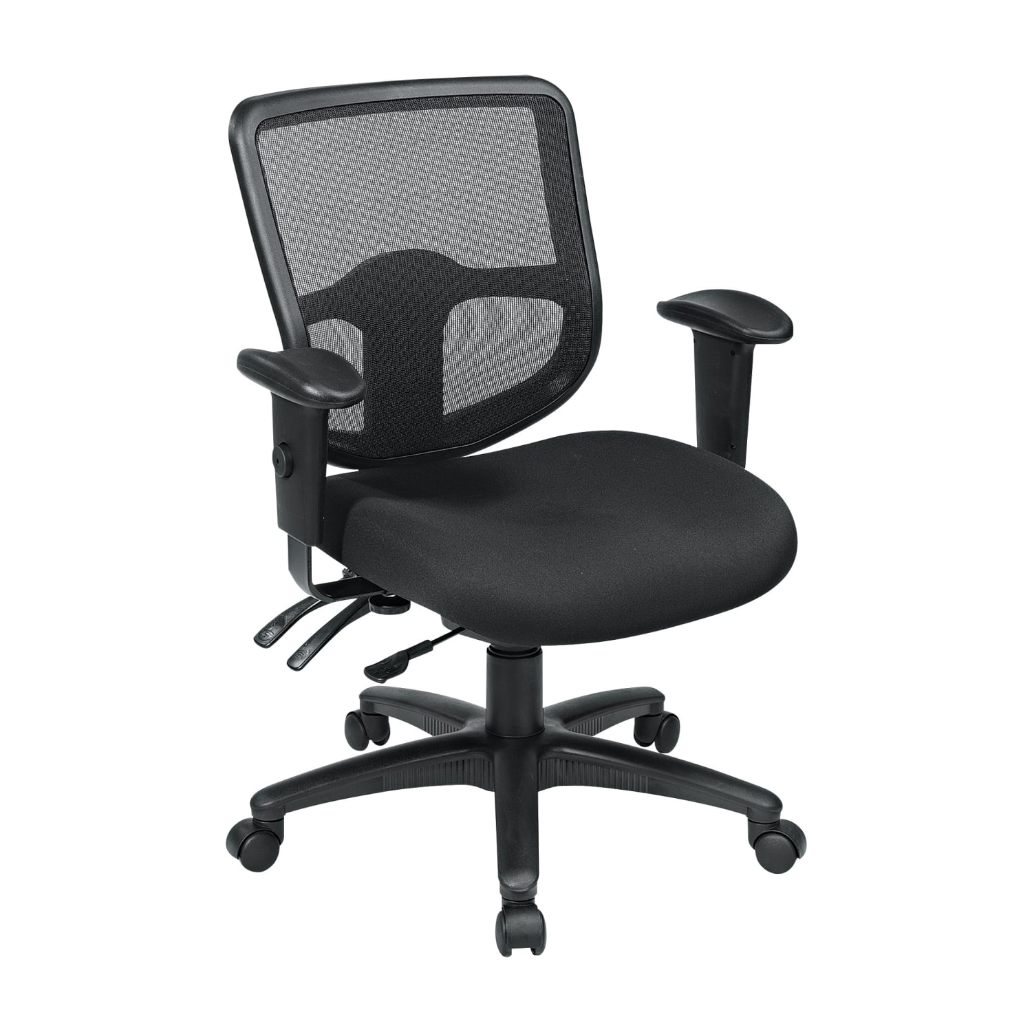 Office Star Pro Line II Pro Grid Ergonomic Task Chair With Adjustable Arms, Coal
