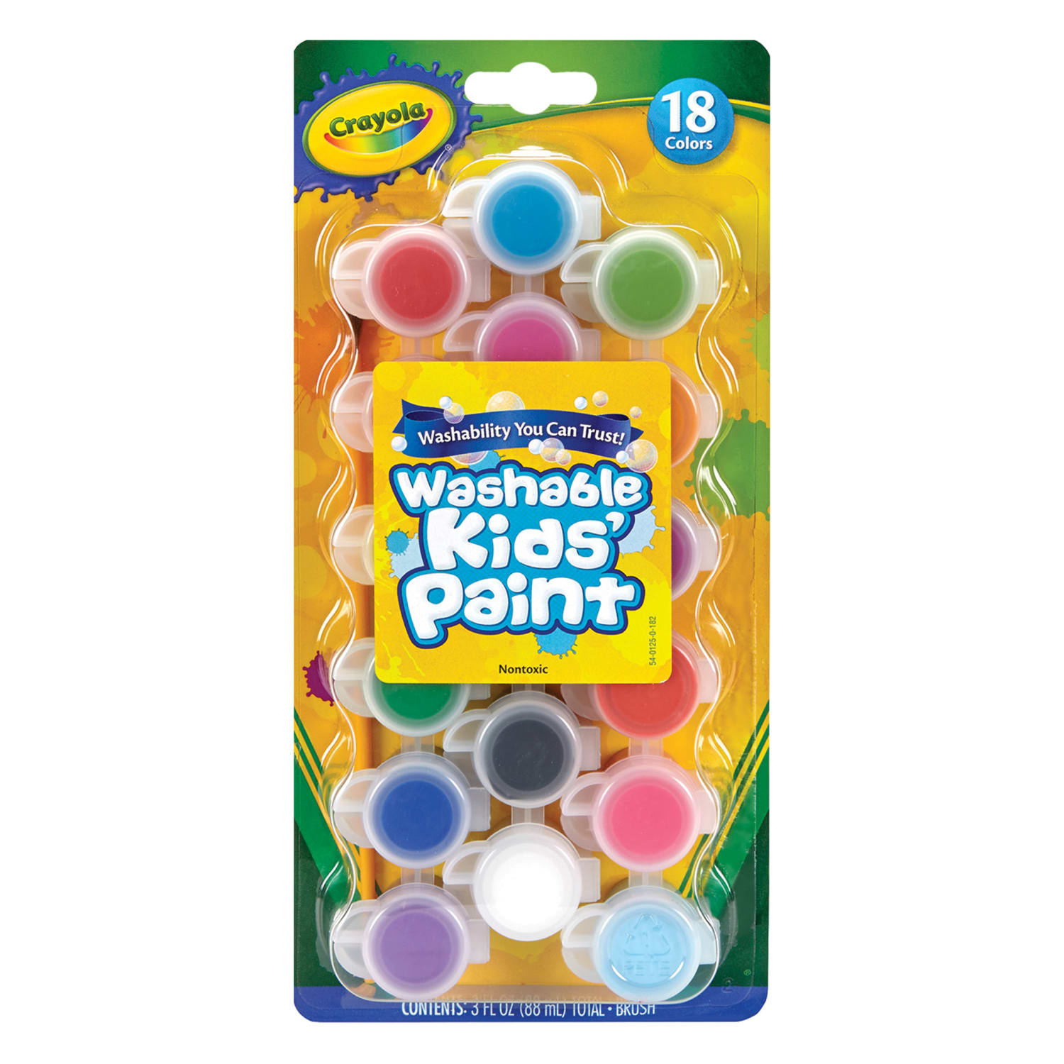 Crayola Washable Kids Paint Set & Paintbrush, 18 Count, 6 Sets - Image 3