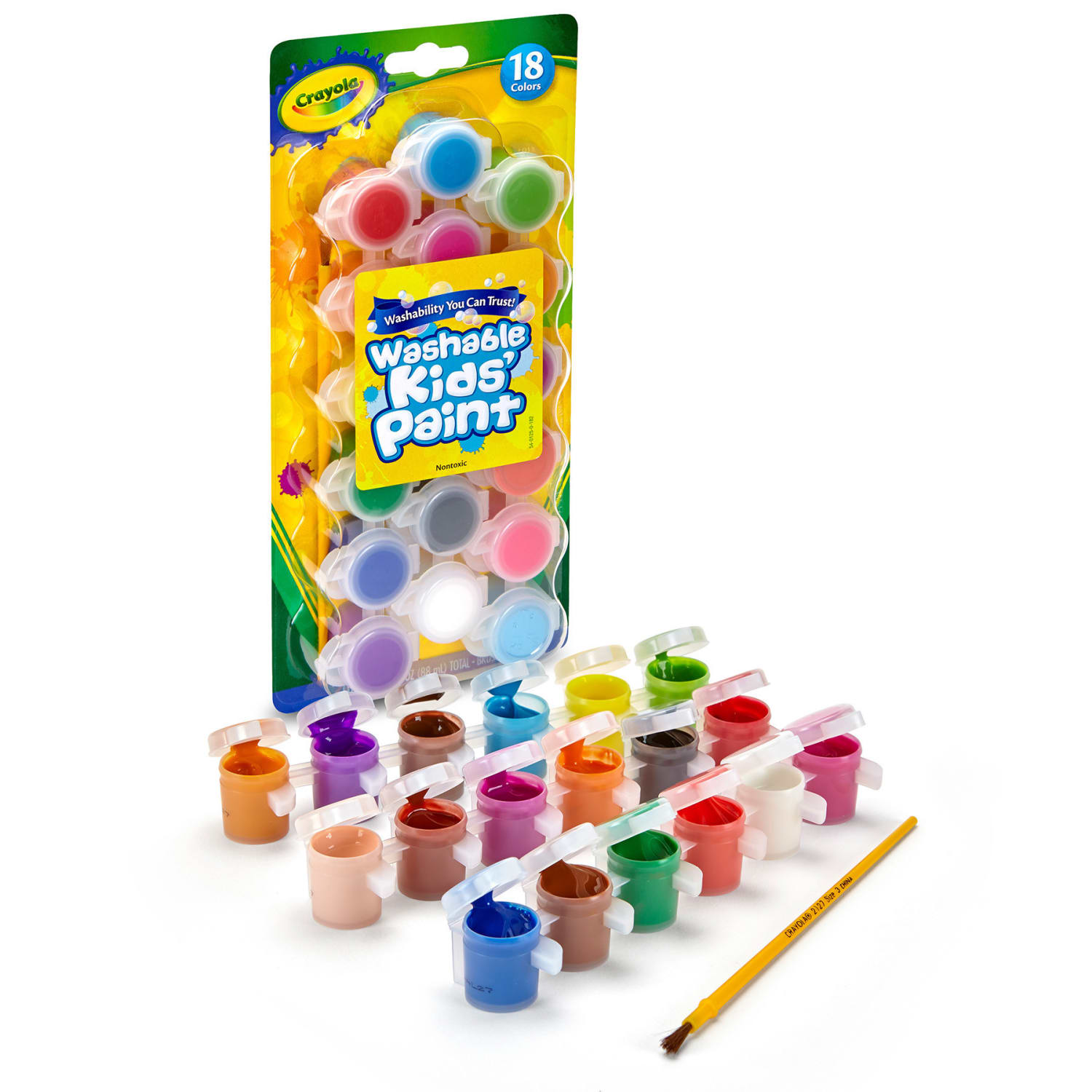 Crayola Washable Kids Paint Set & Paintbrush, 18 Count, 6 Sets - Image 4