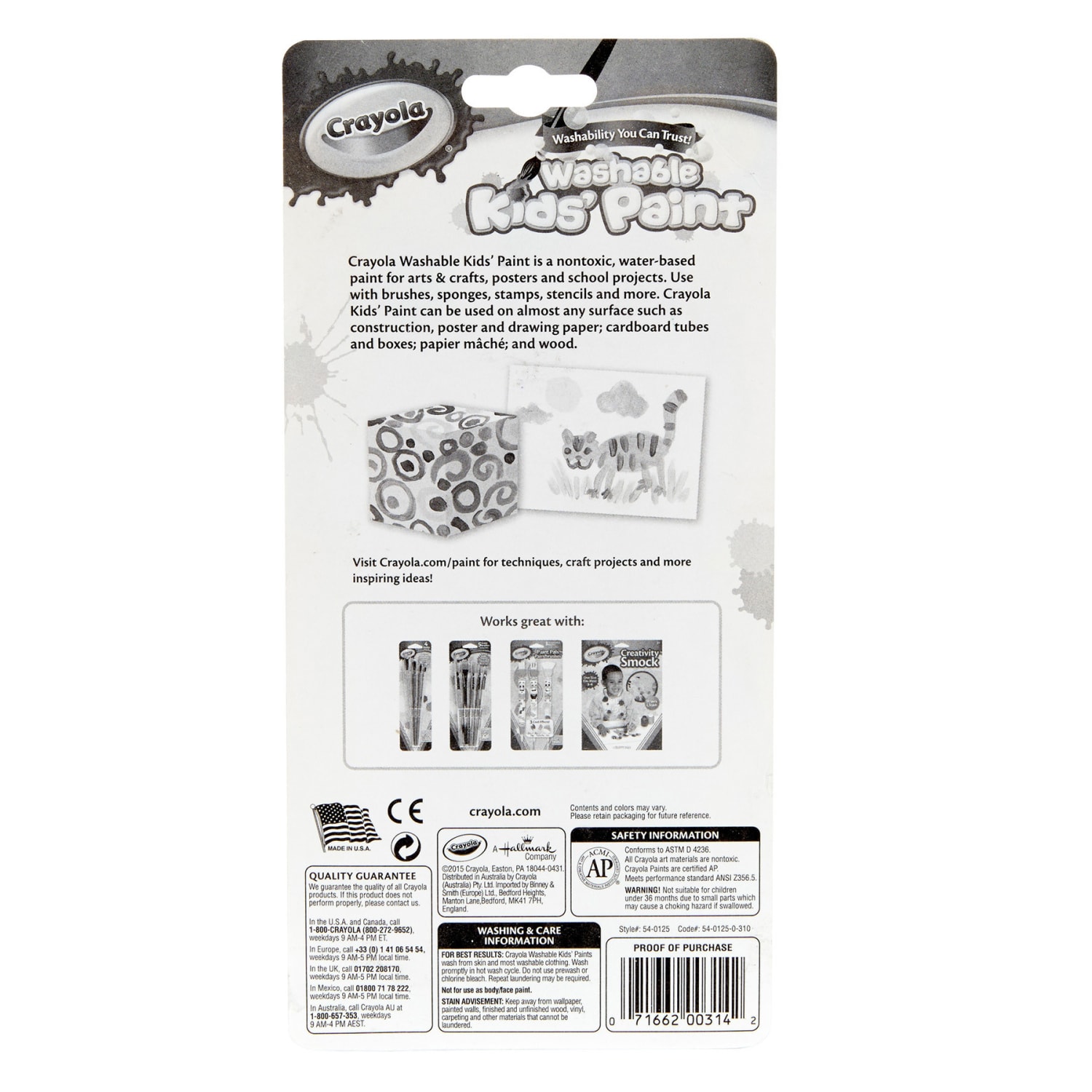 Crayola Washable Kids Paint Set & Paintbrush, 18 Count, 6 Sets - Image 5