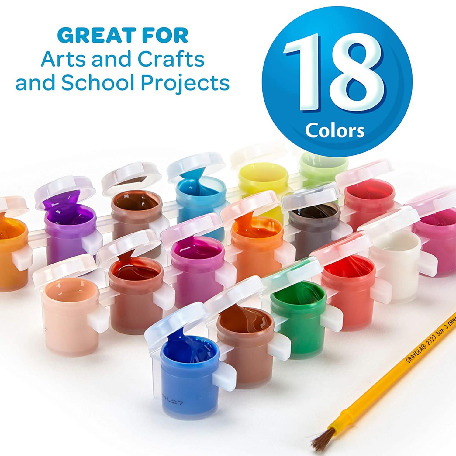 Crayola Washable Kids Paint Set & Paintbrush, 18 Count, 6 Sets - Image 6