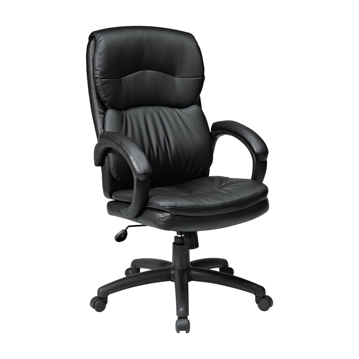 Office Star Work Smart Bonded Leather High-Back Chair, Black