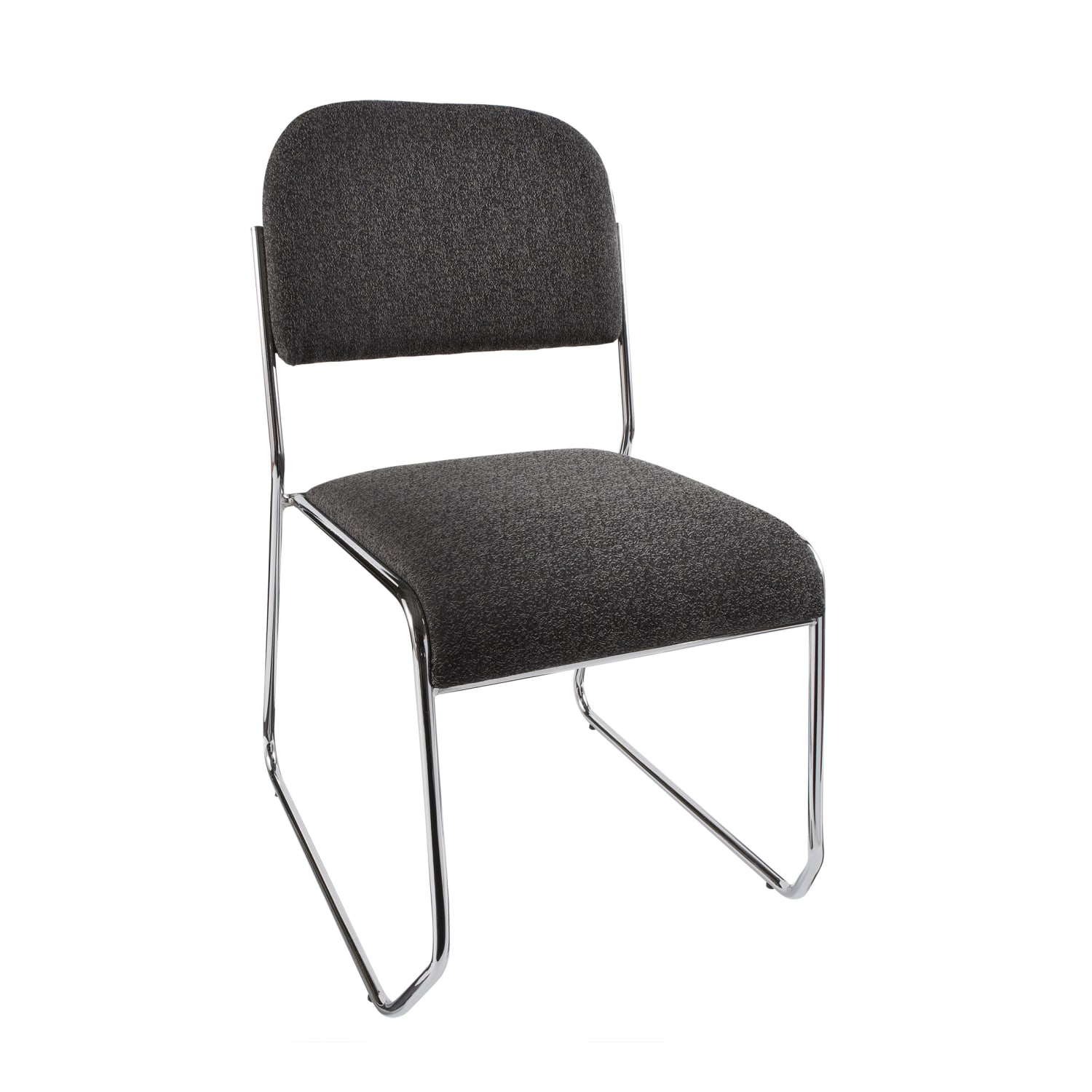 Realspace Sled Base Padded Fabric Seat Fabric Back Stacking Chair 22in Seat Width Black SeatChrome Frame Quantity 1 PopularChairscom
