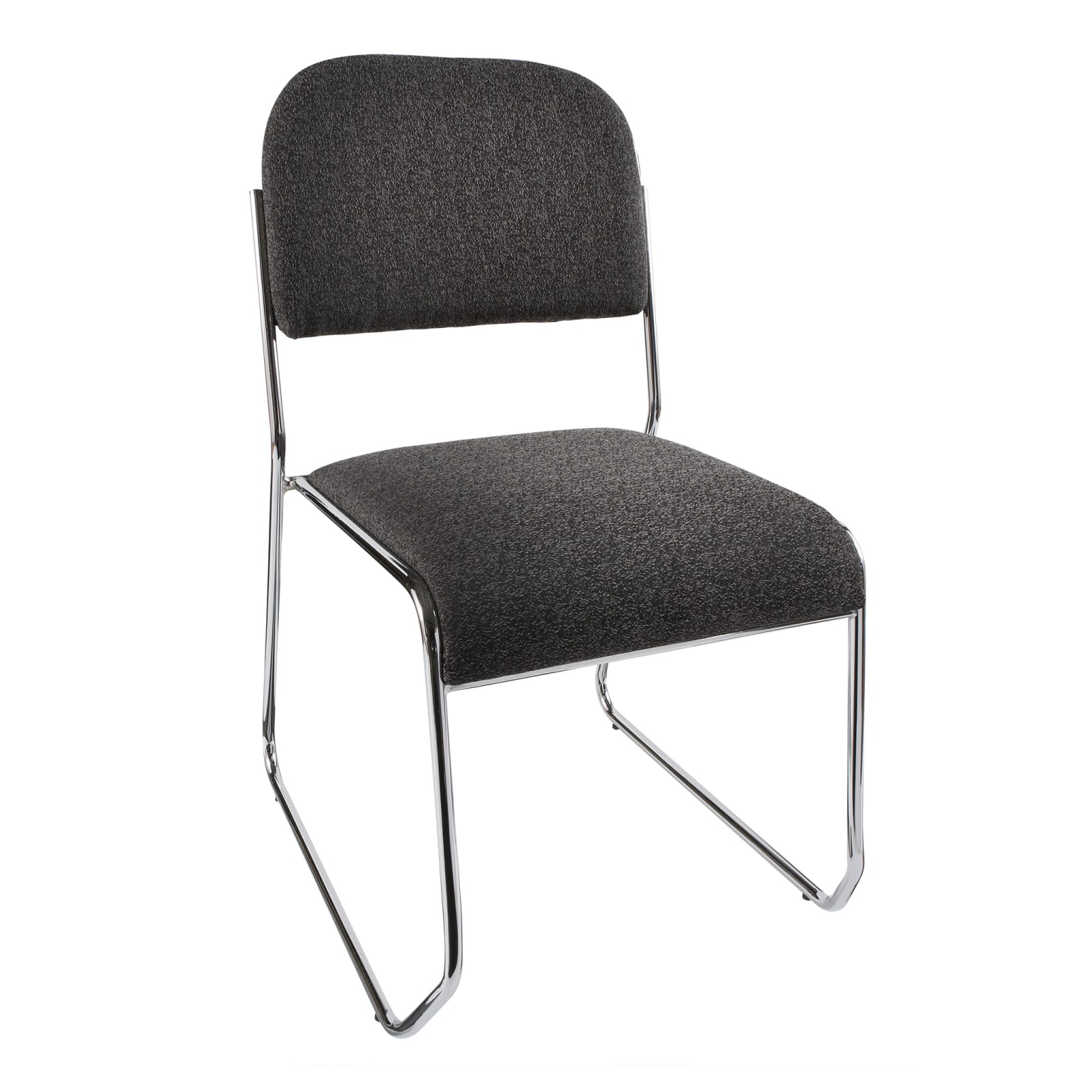 Realspace Sled-Base Padded Fabric Seat, Fabric Back Stacking Chair 22in Seat Width, Black Seat/Chrome Frame, Quantity: 1 - Image 3