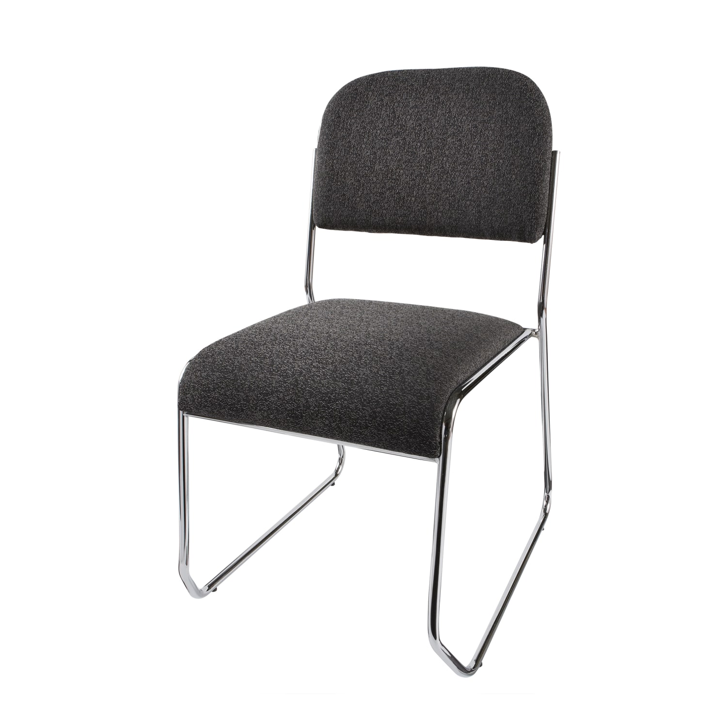 Realspace Sled-Base Padded Fabric Seat, Fabric Back Stacking Chair 22in Seat Width, Black Seat/Chrome Frame, Quantity: 1 - Image 4