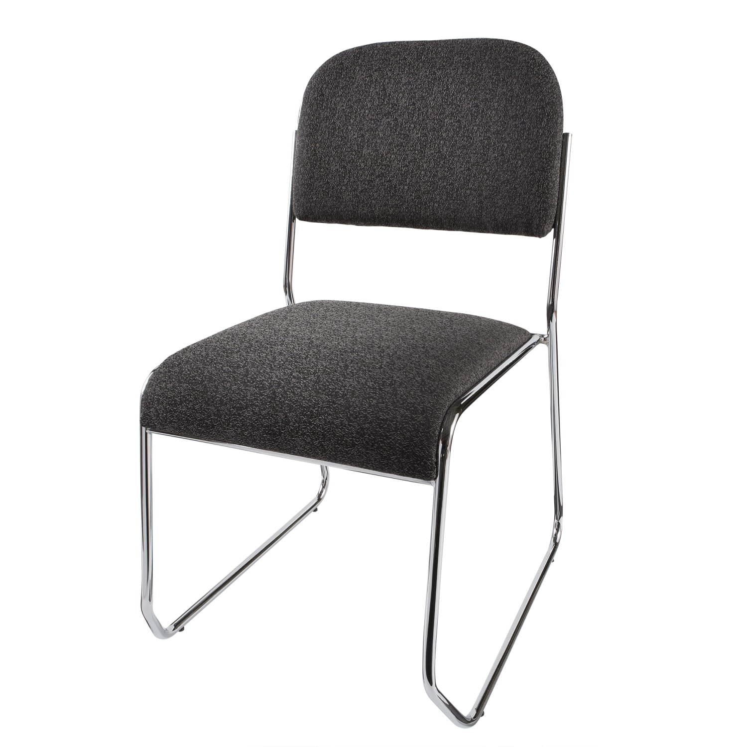 Realspace Sled-Base Padded Fabric Seat, Fabric Back Stacking Chair 22in Seat Width, Black Seat/Chrome Frame, Quantity: 1 - Image 5