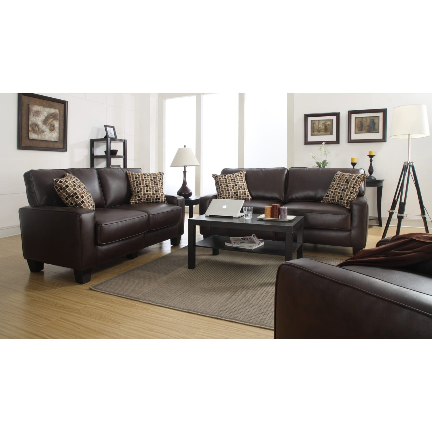 Serta RTA Monaco Bonded Leather Sofa 72inW Brown PopularChairscom