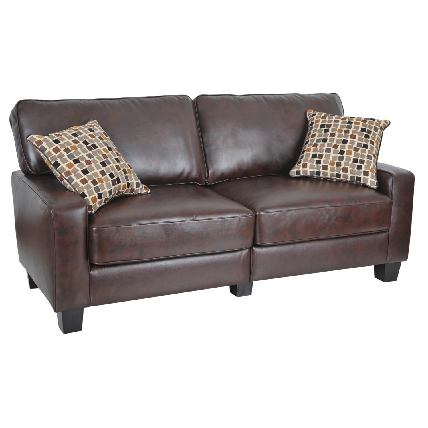 Serta RTA Monaco Bonded Leather Sofa 72inW Brown PopularChairscom