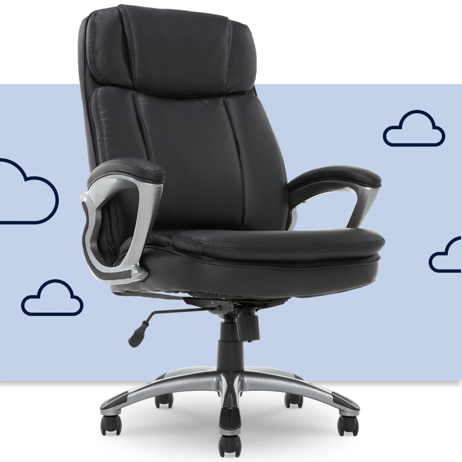 Serta Big And Tall Ergonomic Bonded Leather HighBack Office Chair BlackSilver PopularChairscom Serta Big And Tall Ergonomic Bonded Leather High Back Office Chair BlackSilver PopularChairscom