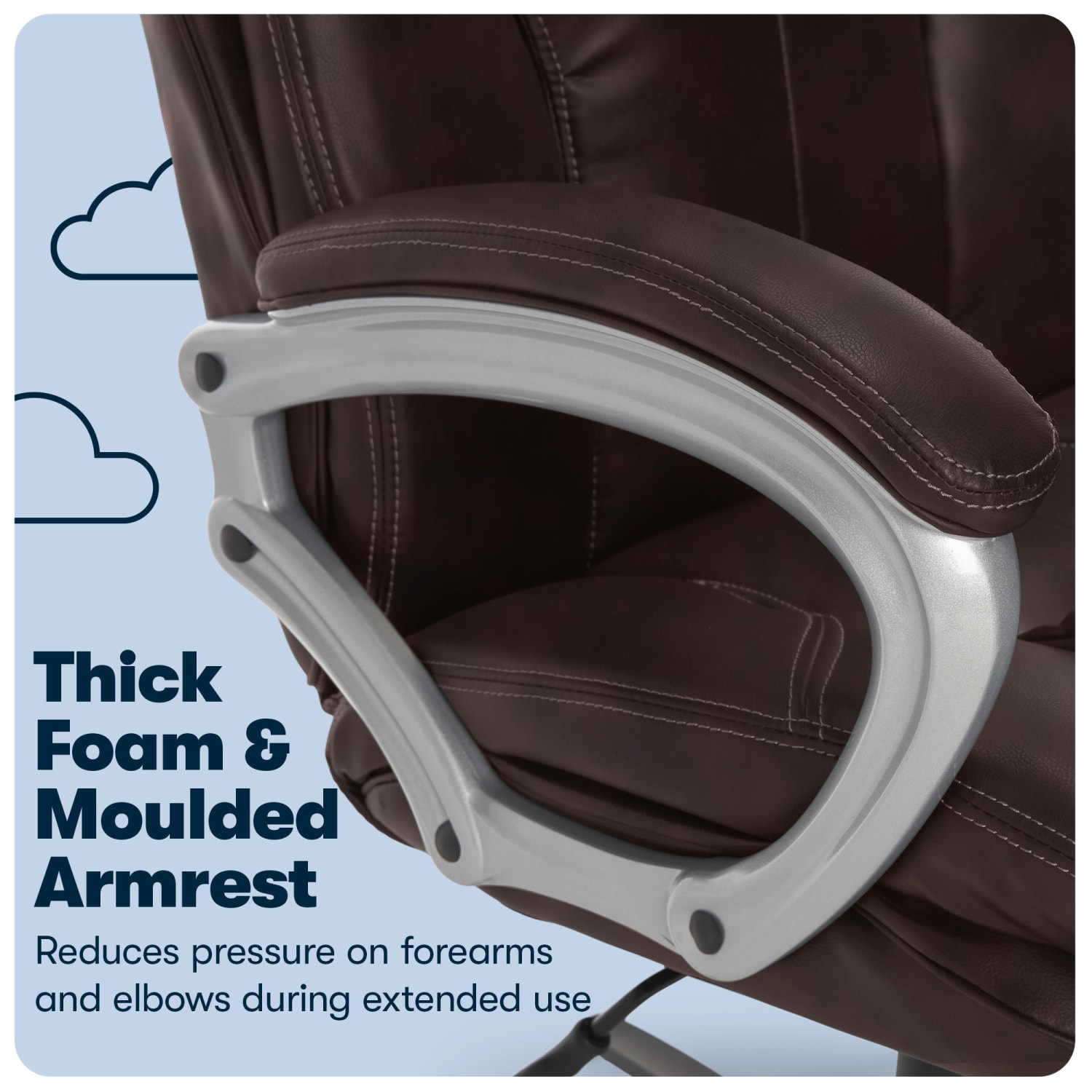 Serta Benton Big And Tall High-Back Chair, Roasted Chestnut/Silver - Image 6