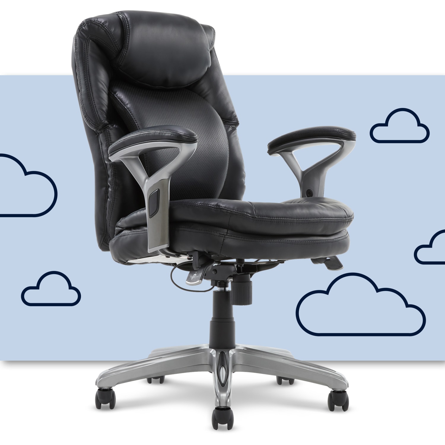 Serta Anniston Ergonomic Mid-Back Office Chair, Smooth Black - Image 6