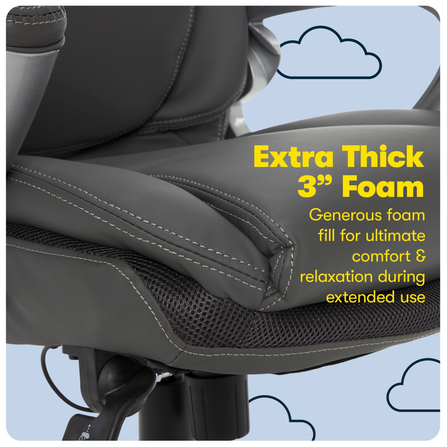 SertaAIR Health  Wellness Ergonomic Bonded Leather High Back Executive Office Chair Light Gray PopularChairscom