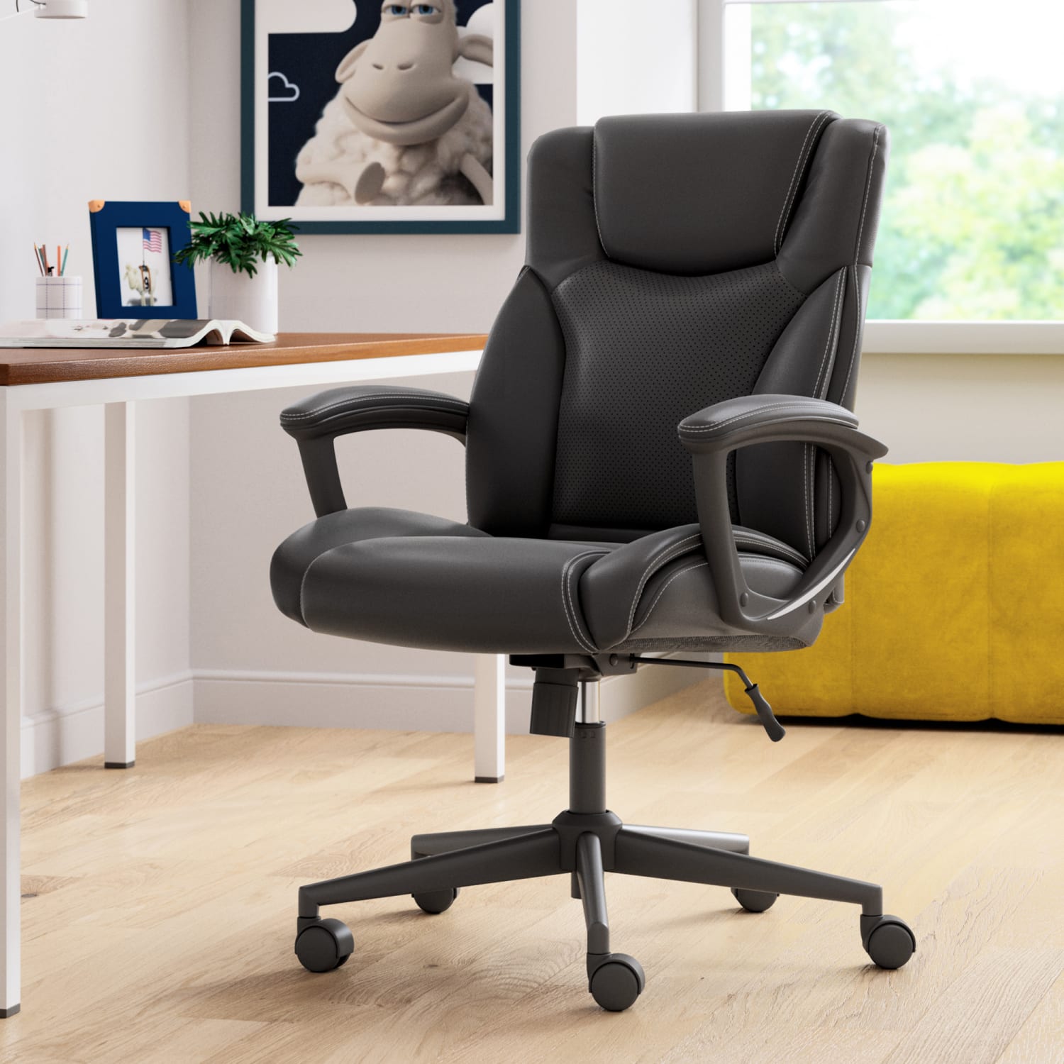 Serta Connor Office Chair, Bonded Leather, Black