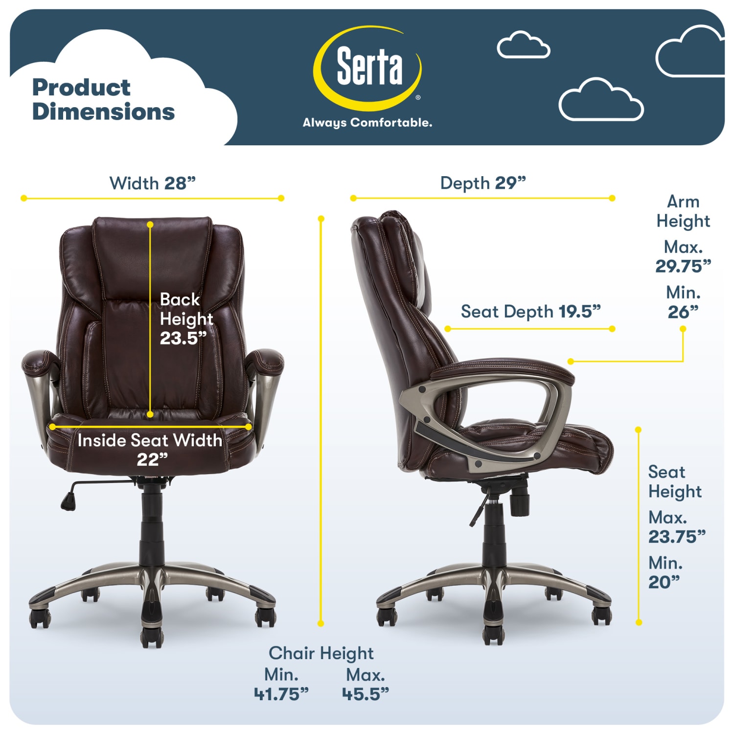 Serta Executive Office Ergonomic Bonded Leather HighBack Chair Biscuit BrownSilver PopularChairscom Serta Executive Office Ergonomic Bonded Leather High Back Chair Biscuit BrownSilver PopularChairscom
