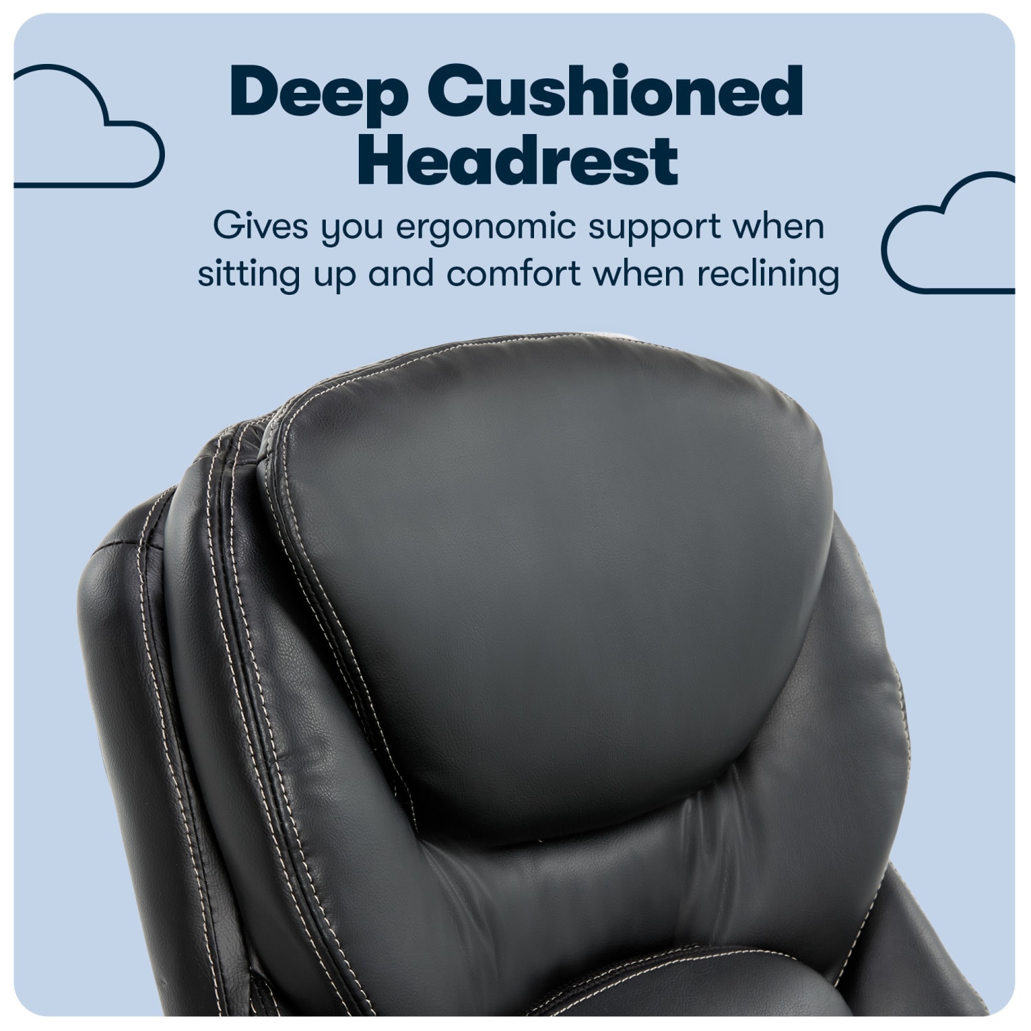 Serta Back in Motion Health And Wellness Ergonomic Bonded Leather Mid-Back Office Chair, Black/Silver - Image 7