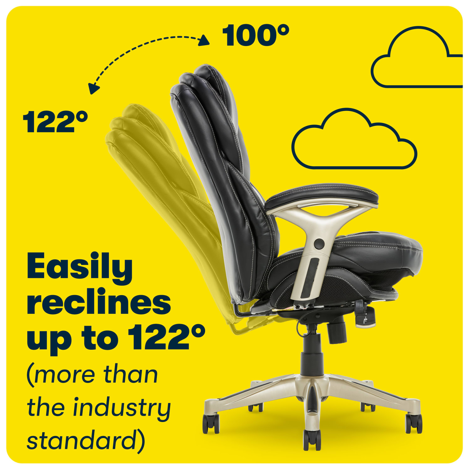Serta Back in Motion Health And Wellness Ergonomic Bonded Leather Mid-Back Office Chair, Black/Silver - Image 9
