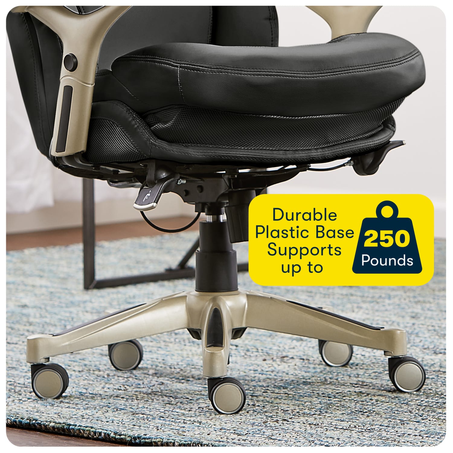 Serta Back in Motion Health And Wellness Ergonomic Bonded Leather Mid-Back Office Chair, Black/Silver - Image 10