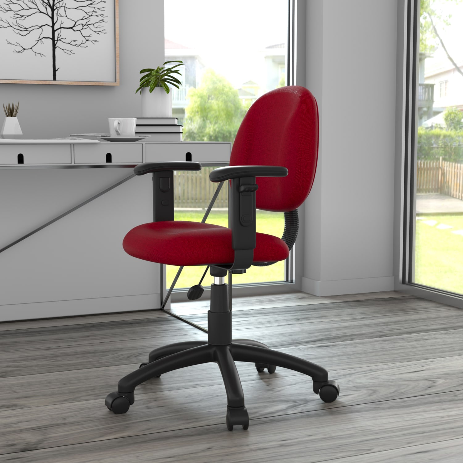 Boss Office Products Posture Mid Back Task Chair BlackBurgundy PopularChairscom