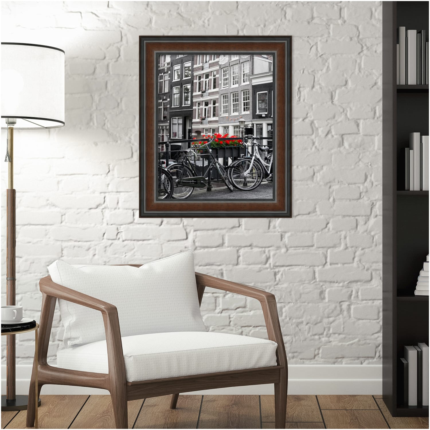 Amanti Art Wood Picture Frame, 25in x 21in, Matted For 16in x 20in, Cyprus Walnut - Image 3