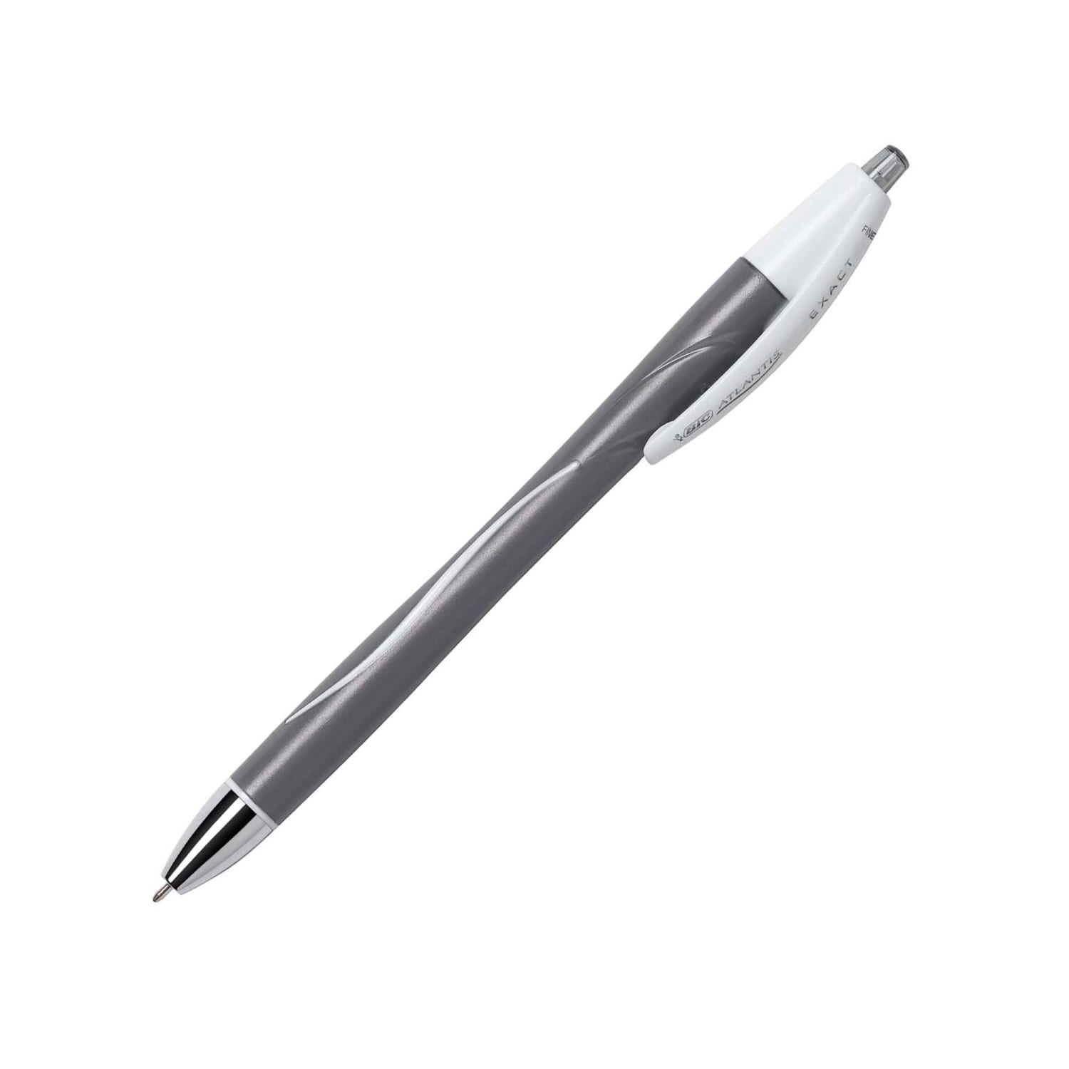 BIC Glide Exact Retractable Ballpoint Pens, Fine Point, 0.7 mm, Gray Barrel, Black Ink, Pack Of 3 Pens - Image 4