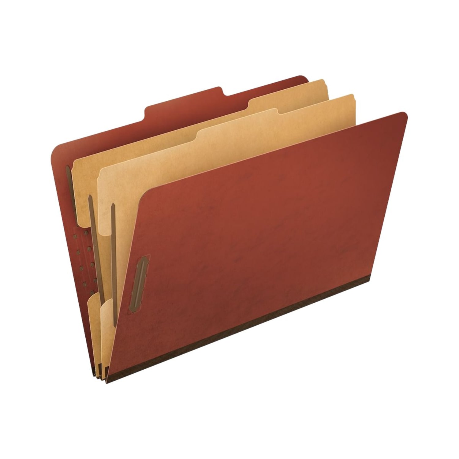 Pendaflex Pressboard Classification Folder, 2 Dividers, 6 Partitions, 2/5 Cut, 30% Recycled, Legal Size, Red, Box Of 10 - Image 3