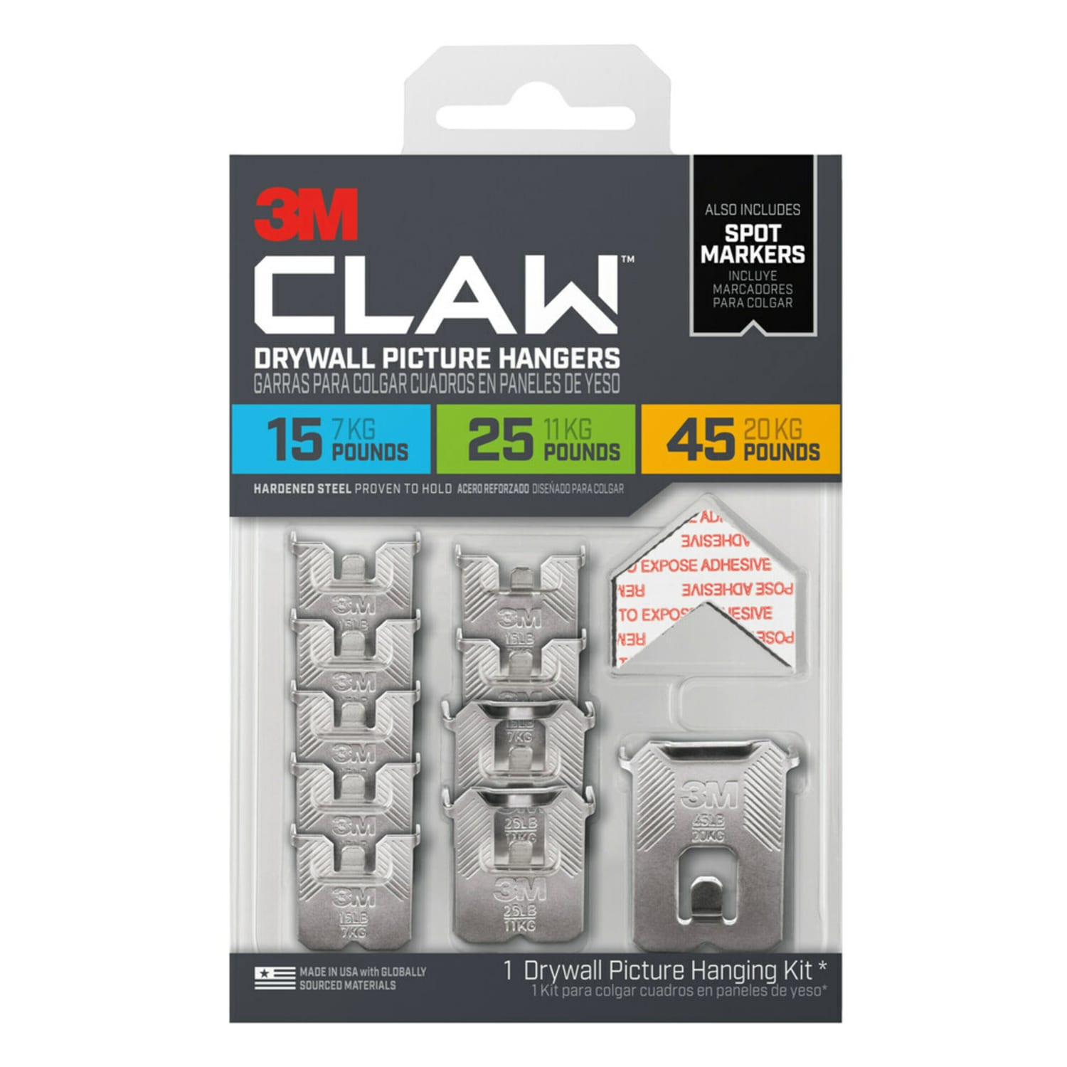 3M CLAW Drywall Picture Hanger Variety Pack with Spot Markers , 10ct
