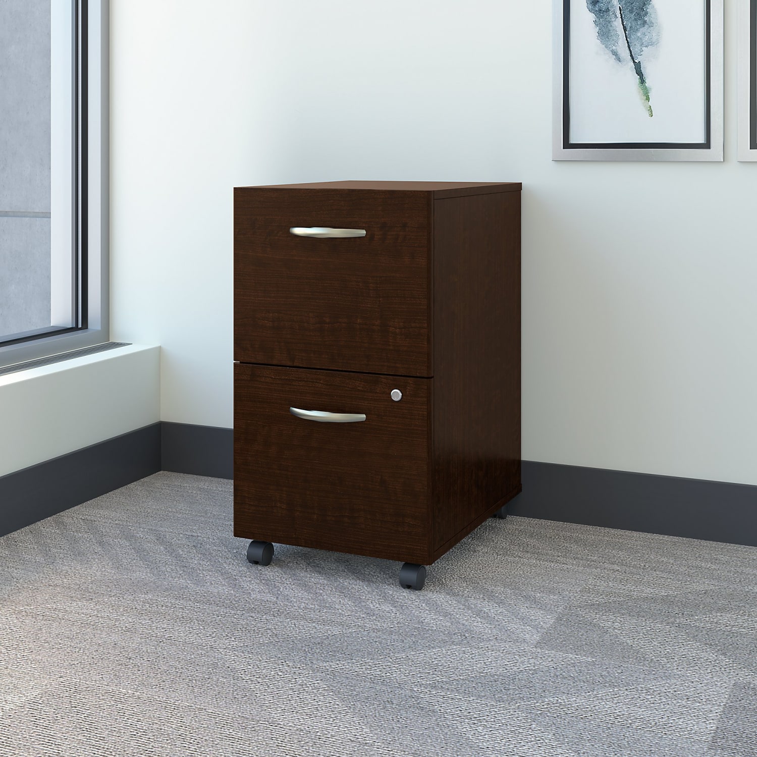Bush Business Furniture Components 21inD Vertical 2-Drawer Mobile File Cabinet, Mocha Cherry, Standard Delivery - Image 3