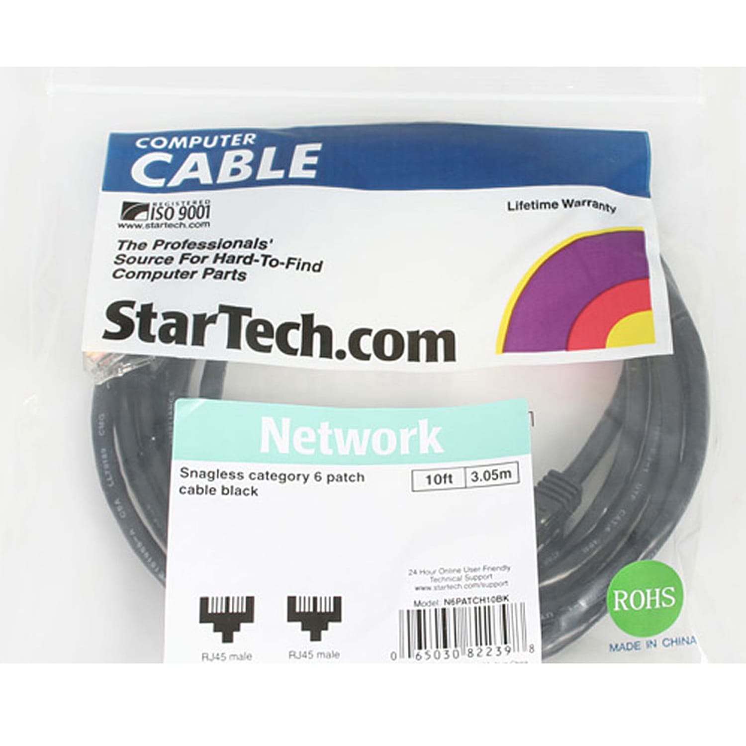 StarTech.com 10ft CAT6 Ethernet Cable - Black Snagless Gigabit CAT 6 Wire - Image 4