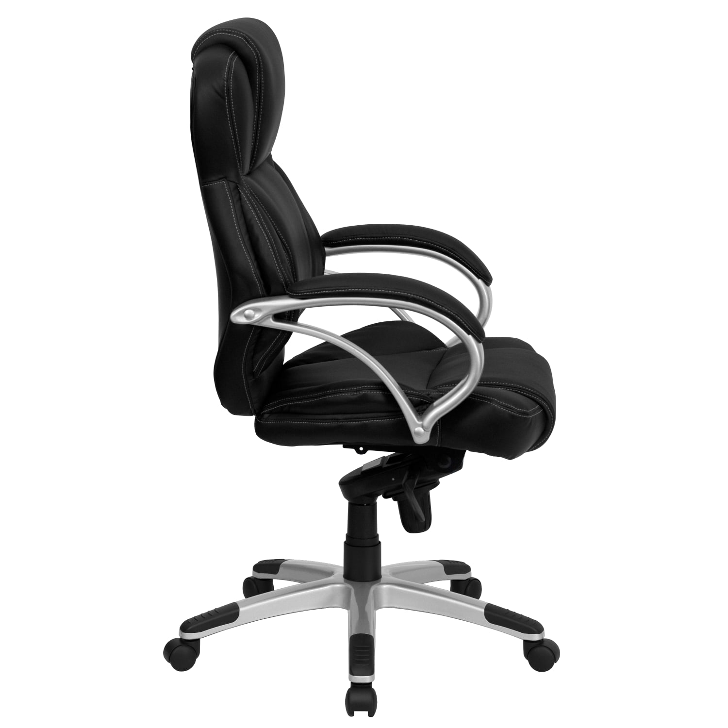 Flash Furniture Contemporary LeatherSoft Faux Leather High-Back Swivel Chair, Black/Silver - Image 7