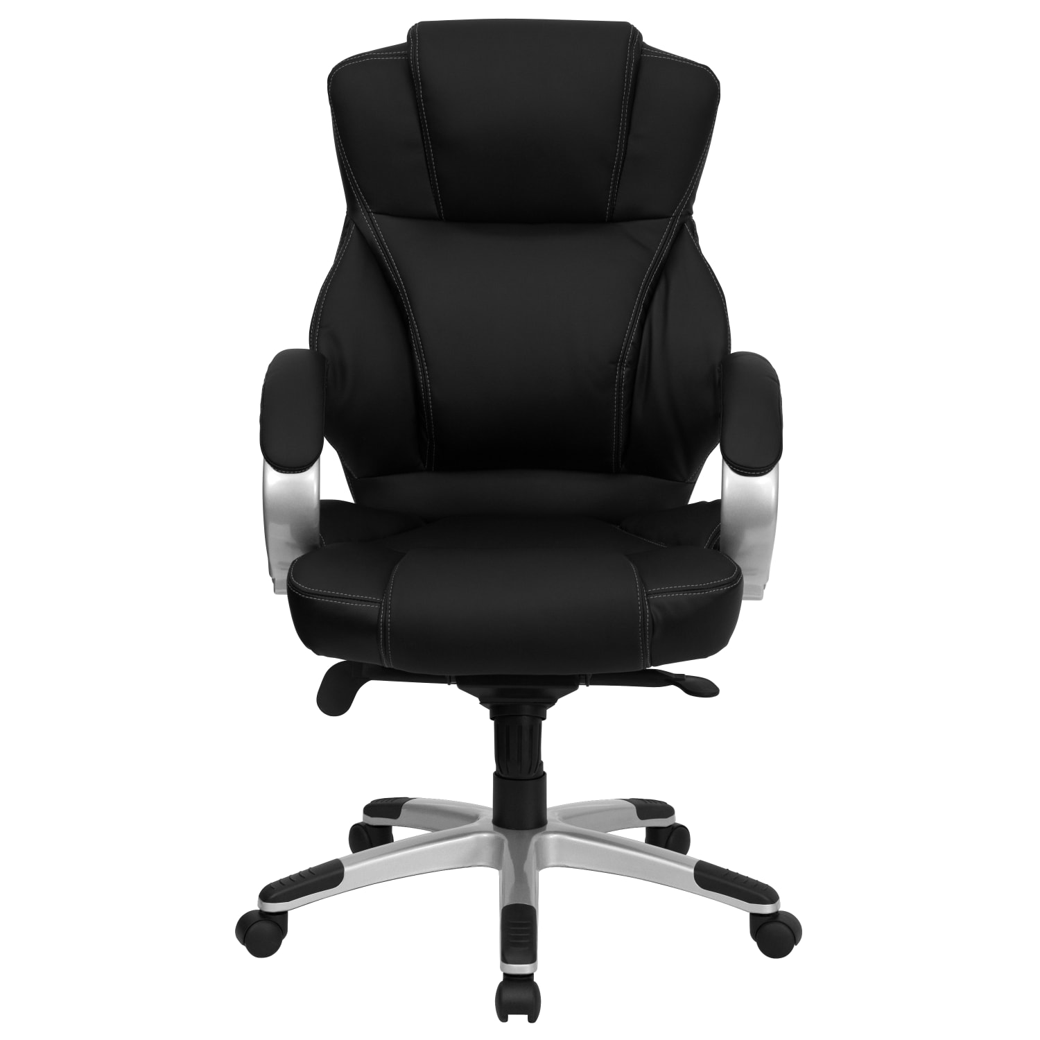 Flash Furniture Contemporary LeatherSoft Faux Leather High-Back Swivel Chair, Black/Silver - Image 8