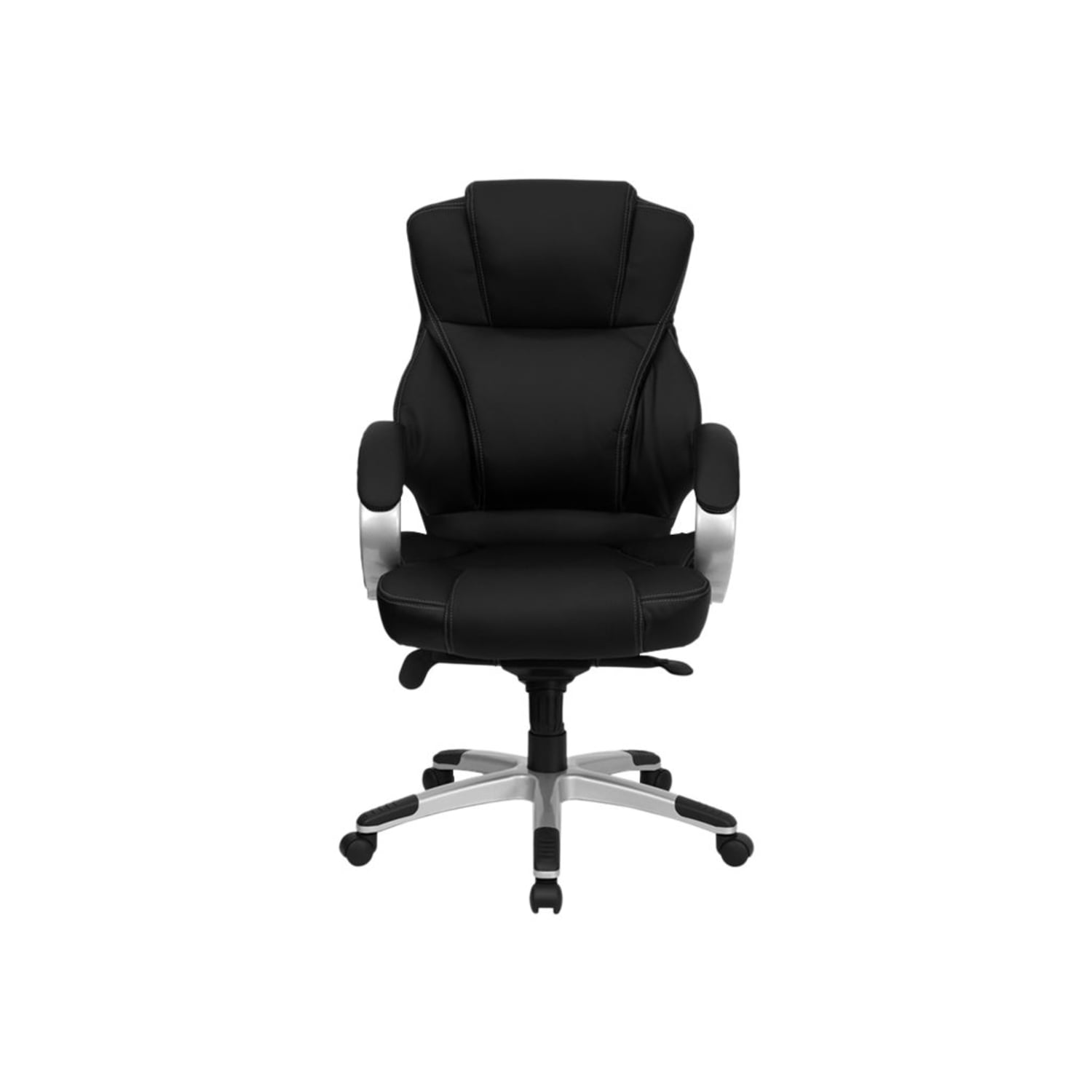 Flash Furniture Contemporary LeatherSoft Faux Leather High-Back Swivel Chair, Black/Silver - Image 10