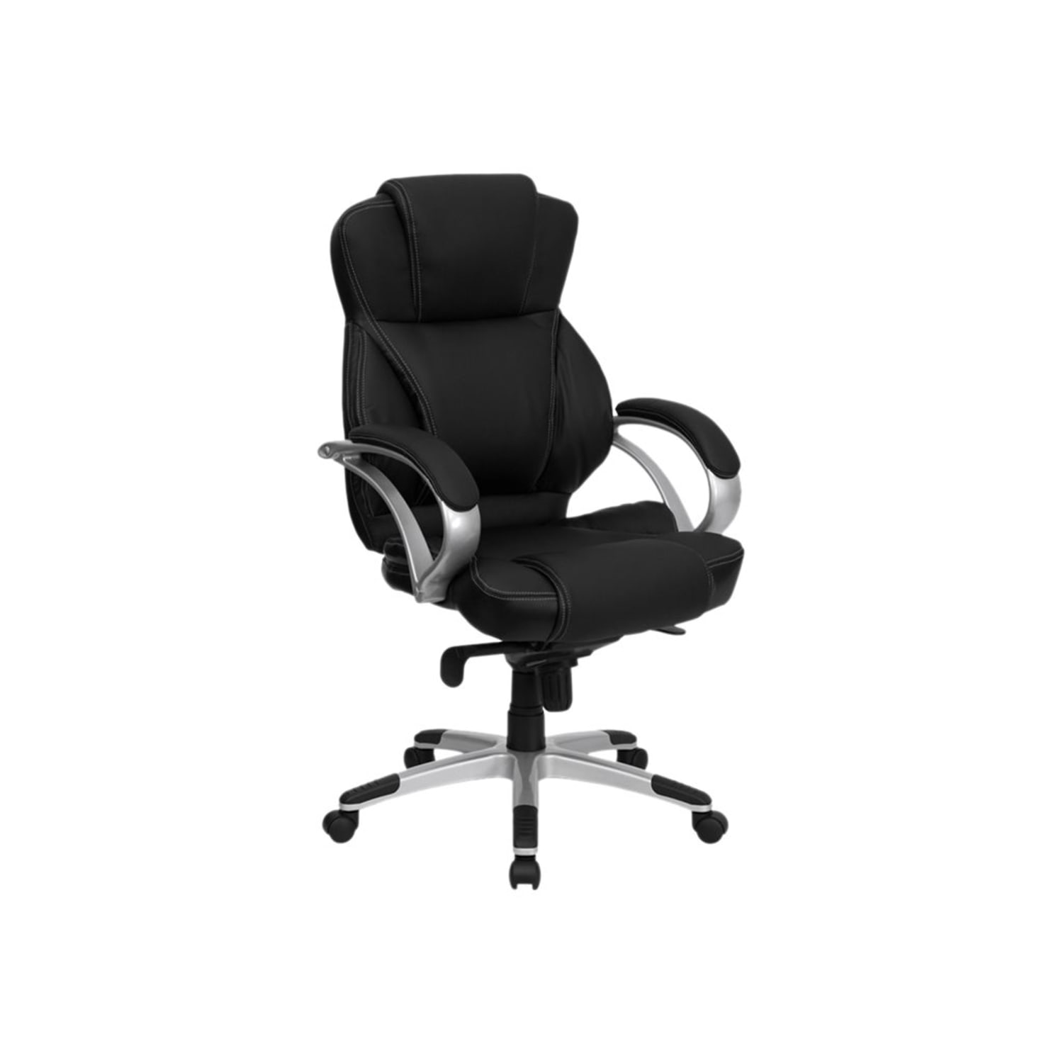 Flash Furniture Contemporary LeatherSoft Faux Leather High-Back Swivel Chair, Black/Silver - Image 11
