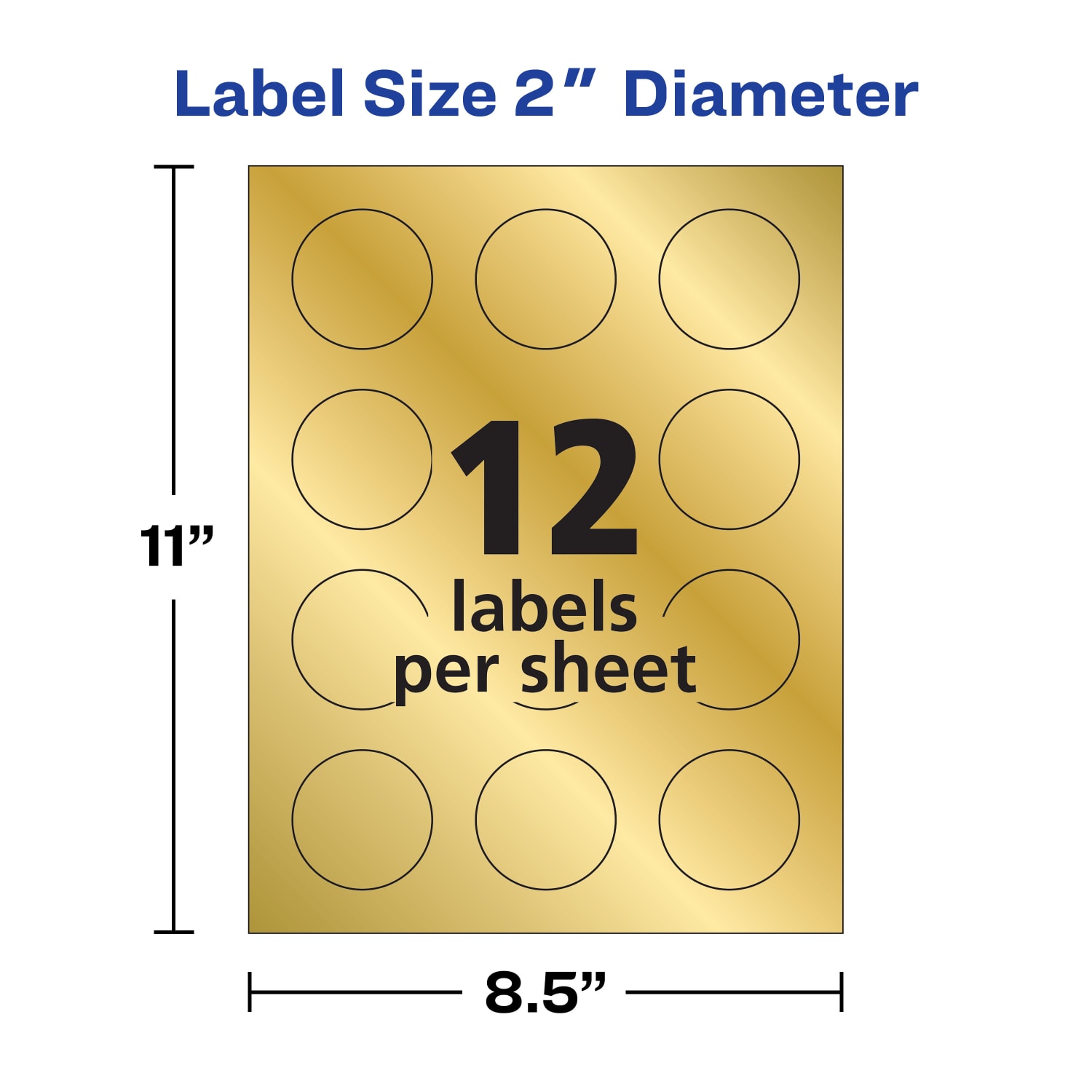 Avery Printable Embossed Foil Labels, 22831, Round, 2in Diameter, Gold, Pack Of 96 Customizable Labels - Image 6