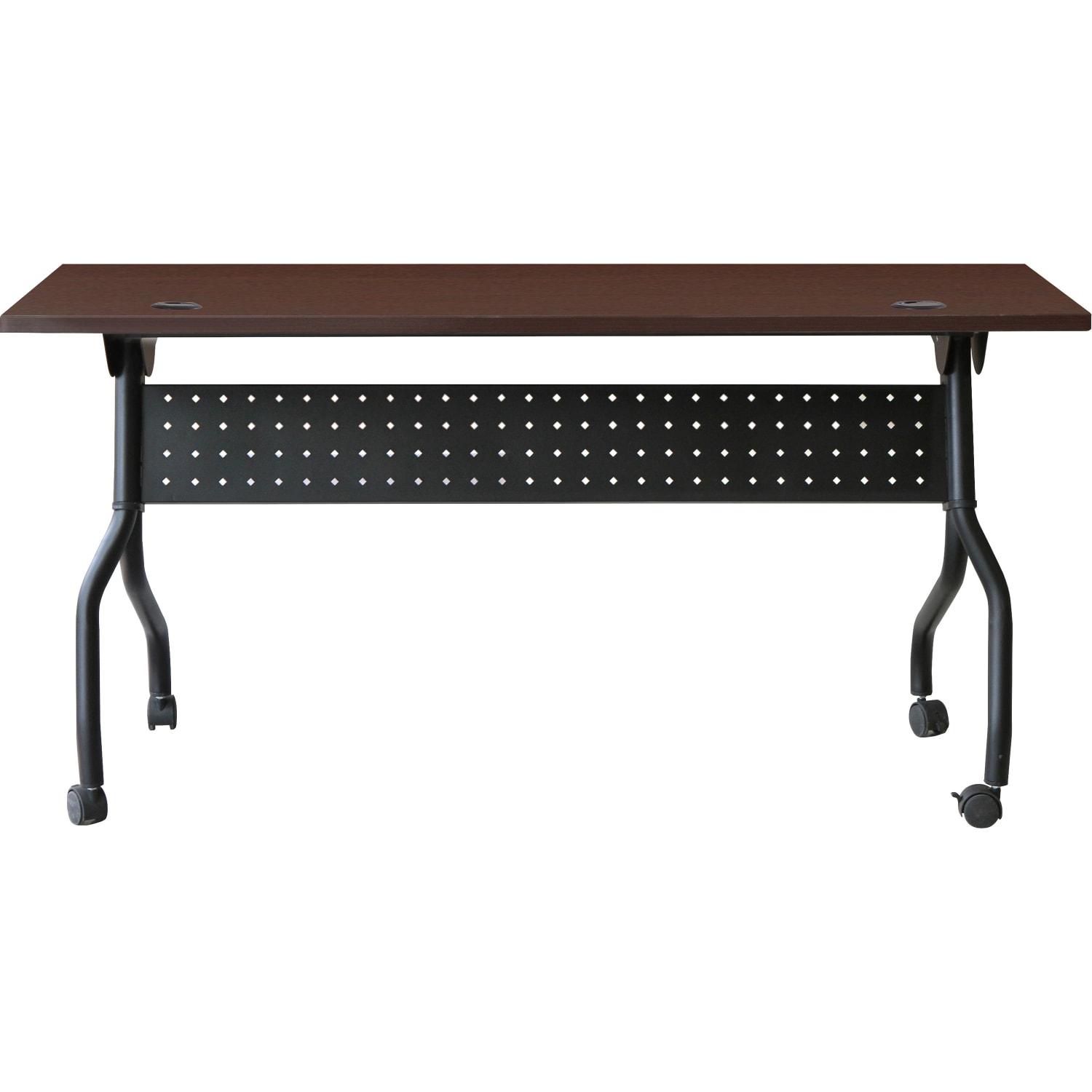 Lorell Flip Top Training Table, 60inW, Mahogany/Black - Image 3