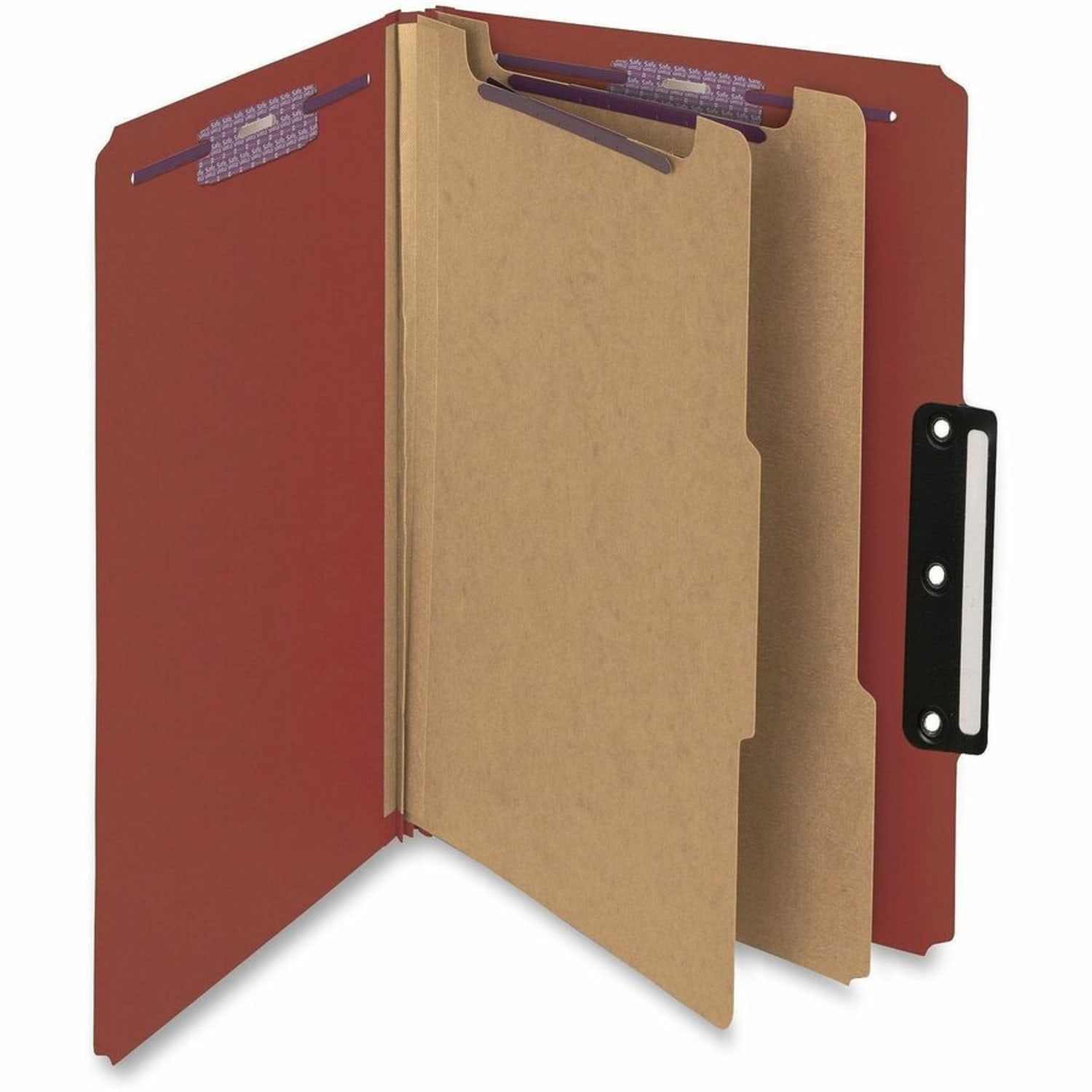 Smead 1/3-Cut Metal Tab Classification Folders, Legal Size, 2in Expansion, 60% Recycled, Red, Box Of 10 - Image 5